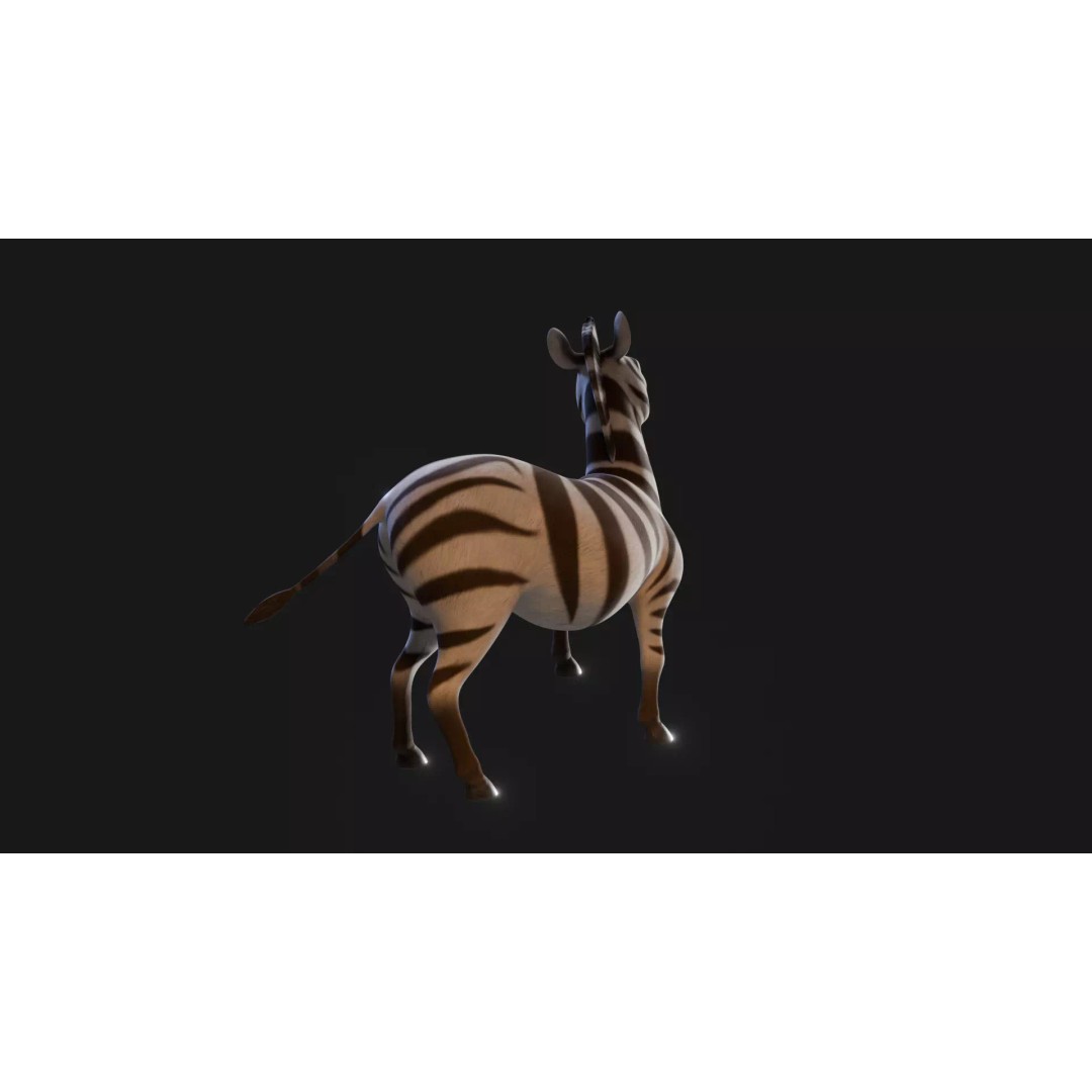 Zebra 3D Model – Stylized Low-Poly Rigged Character for Animation - View 28