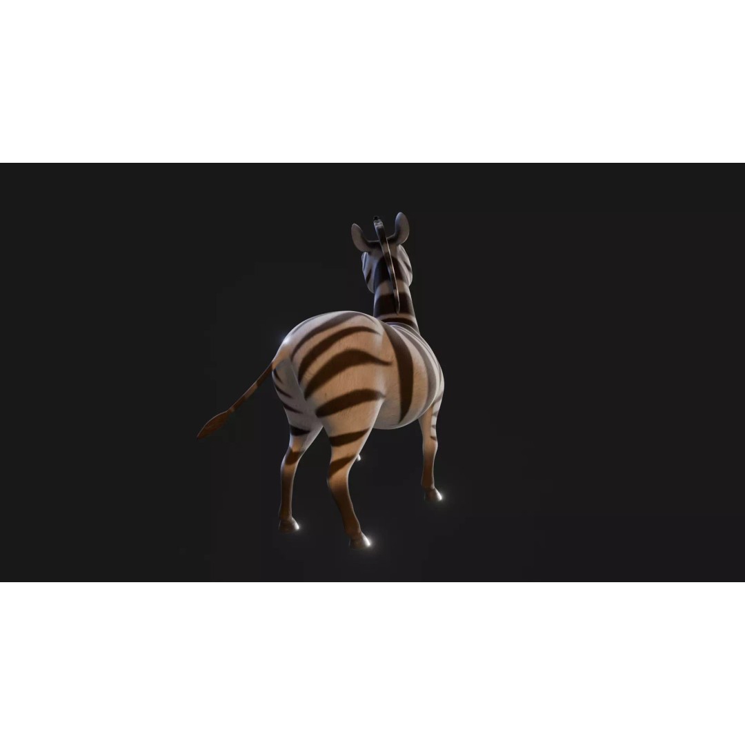 Zebra 3D Model – Stylized Low-Poly Rigged Character for Animation - View 29