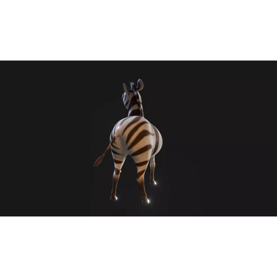 Zebra 3D Model – Stylized Low-Poly Rigged Character for Animation - View 30