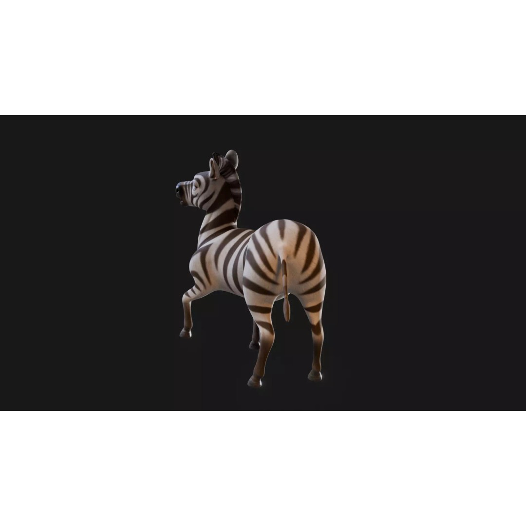 Zebra 3D Model – Stylized Low-Poly Rigged Character for Animation - View 32