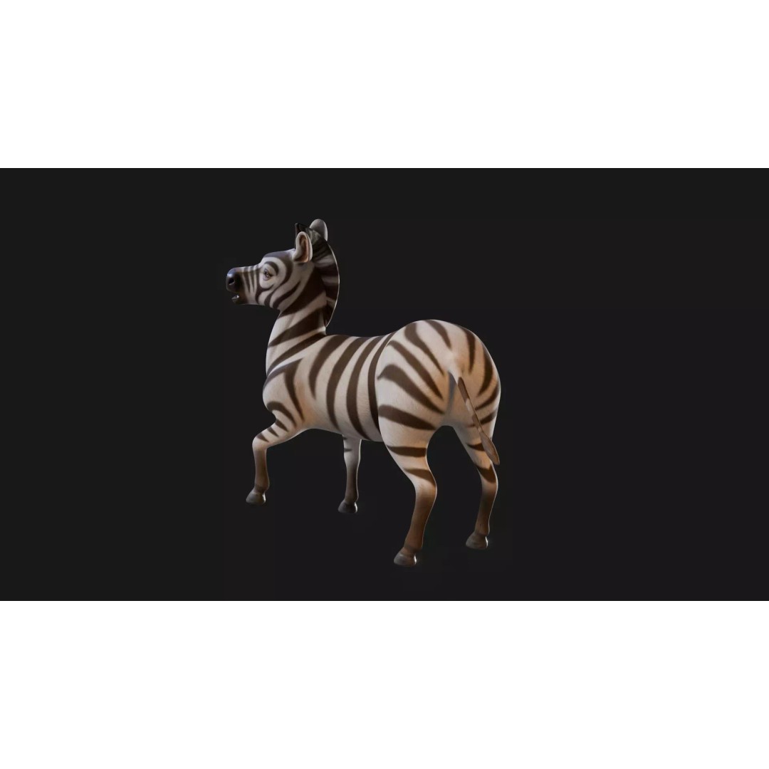 Zebra 3D Model – Stylized Low-Poly Rigged Character for Animation - View 33