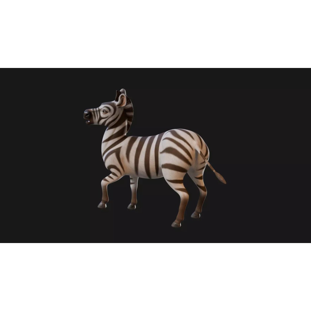 Zebra 3D Model – Stylized Low-Poly Rigged Character for Animation - View 34