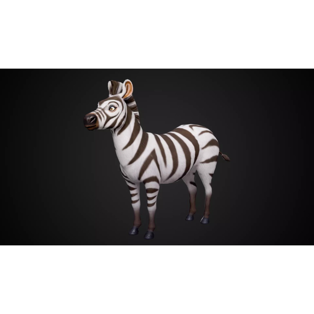 Zebra 3D Model – Stylized Low-Poly Rigged Character for Animation - View 5