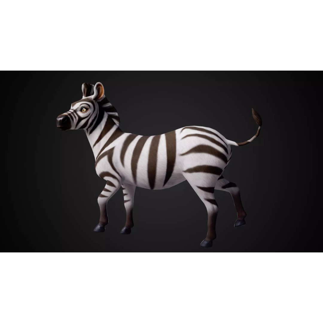 Zebra 3D Model – Stylized Low-Poly Rigged Character for Animation - View 6