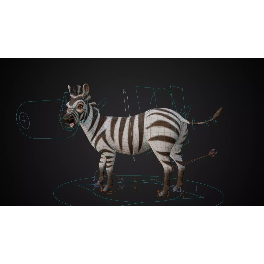 Zebra 3D Model – Stylized Low-Poly Rigged Character for Animation - View 9