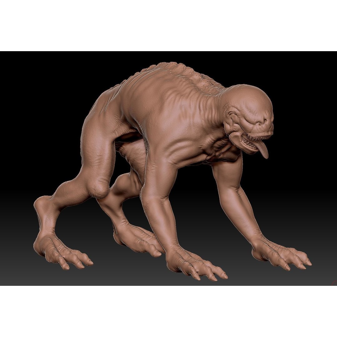 Dog Alien Monster 3D Model – Low Poly Animated Game Asset, FBX
