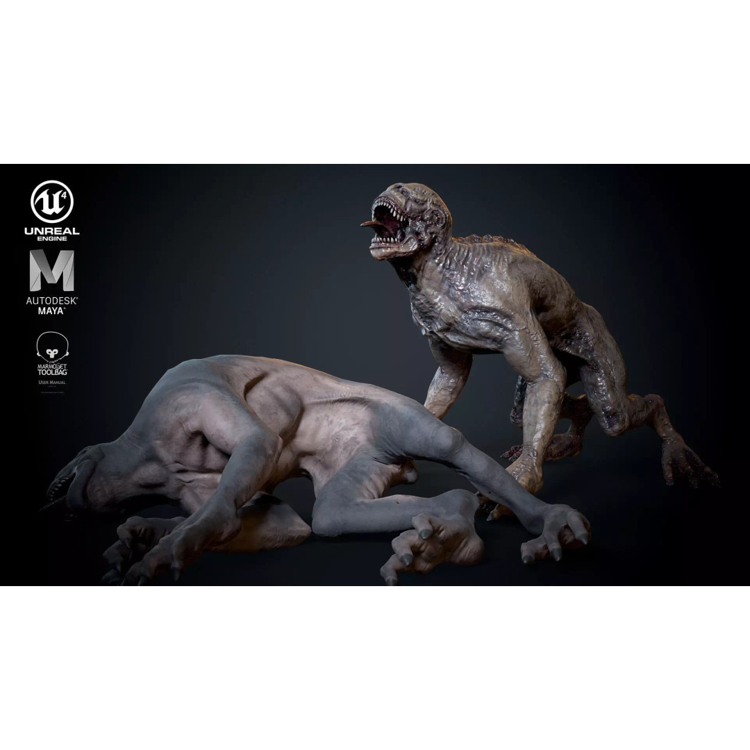 Dog Alien Monster 3D Model – Low Poly Animated Game Asset, FBX - View 2
