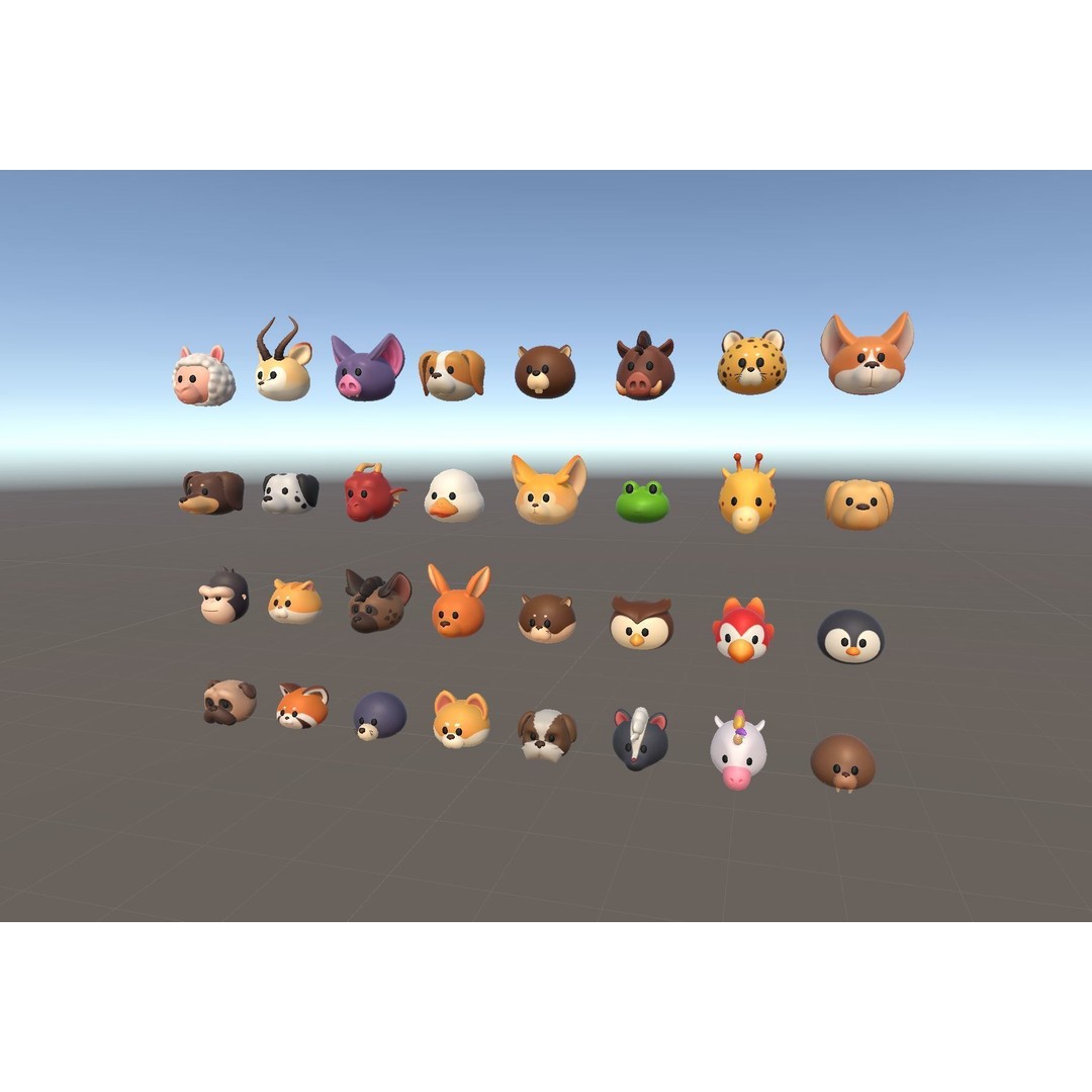 Animal Head 3D Model – Cartoon Character Pack, FBX & Max - View 35