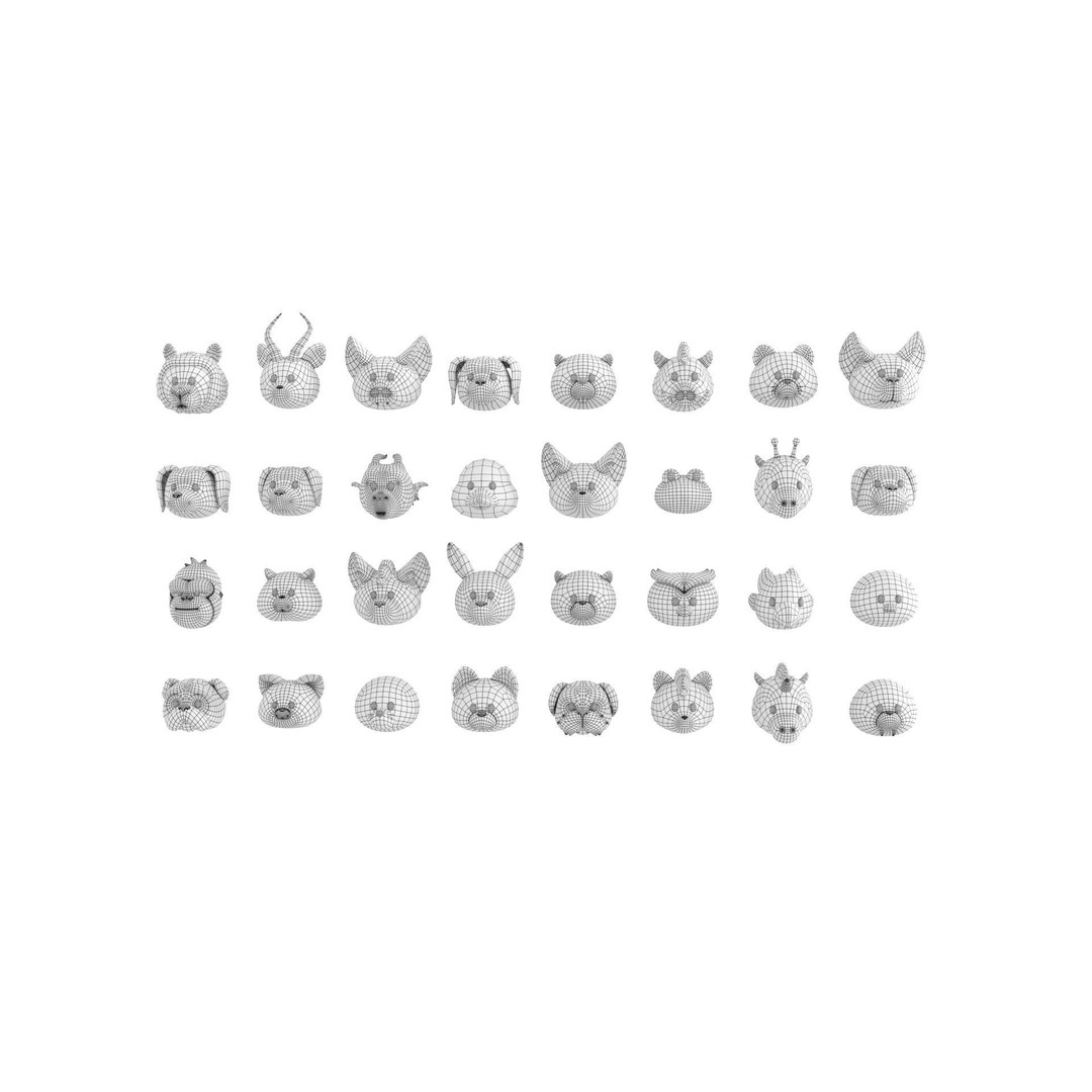 Animal Head 3D Model – Cartoon Character Pack, FBX & Max - View 36