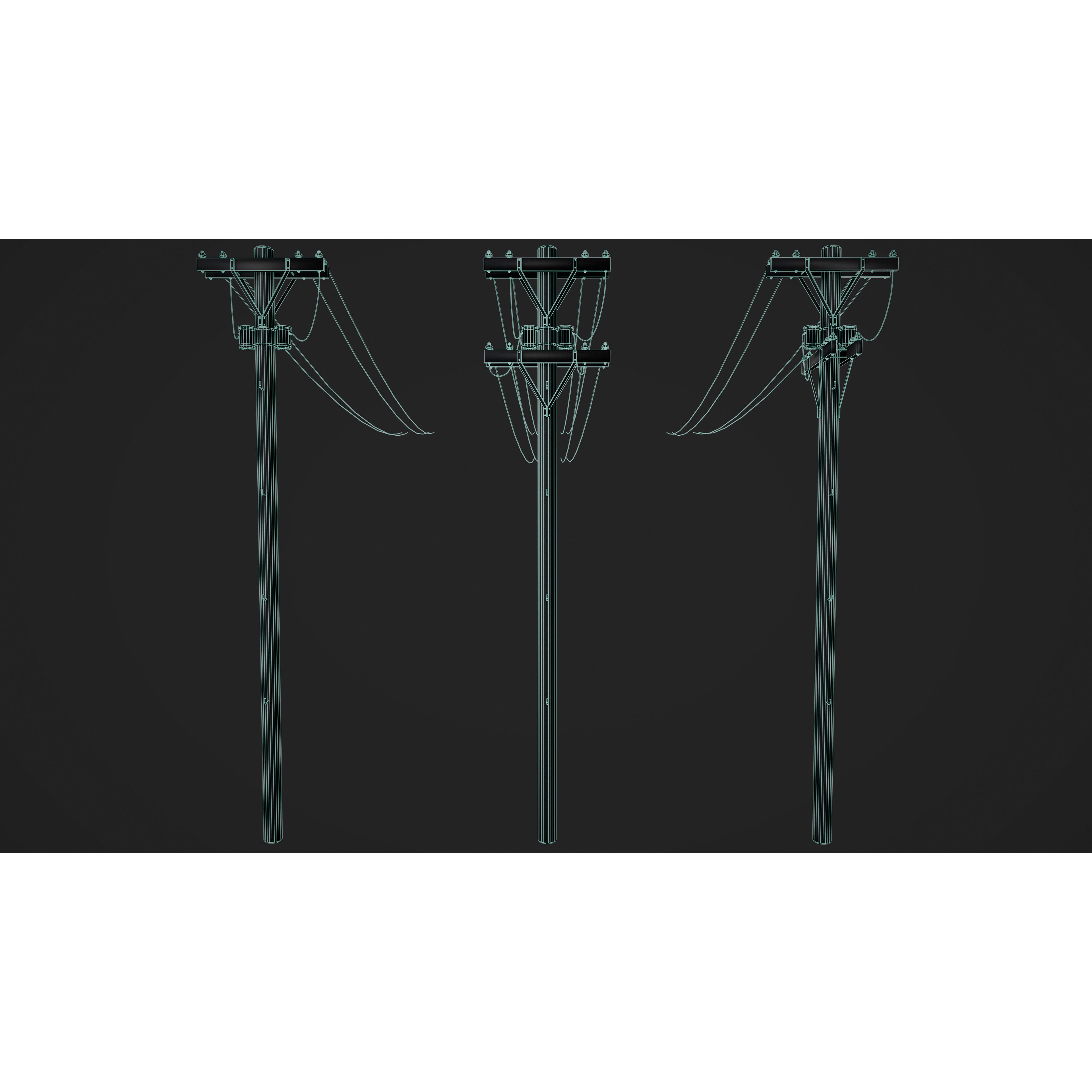 Electric Pole Set - Low-Poly Game-Ready 3D Model - View 6