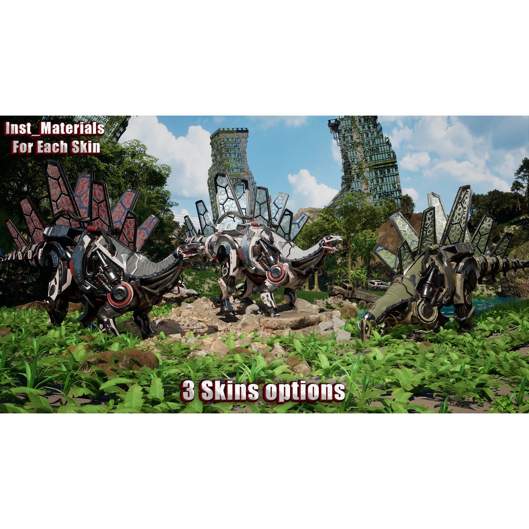 Sci-Fi Dinosaur 3D Model – Low Poly Character with Animations, FBX