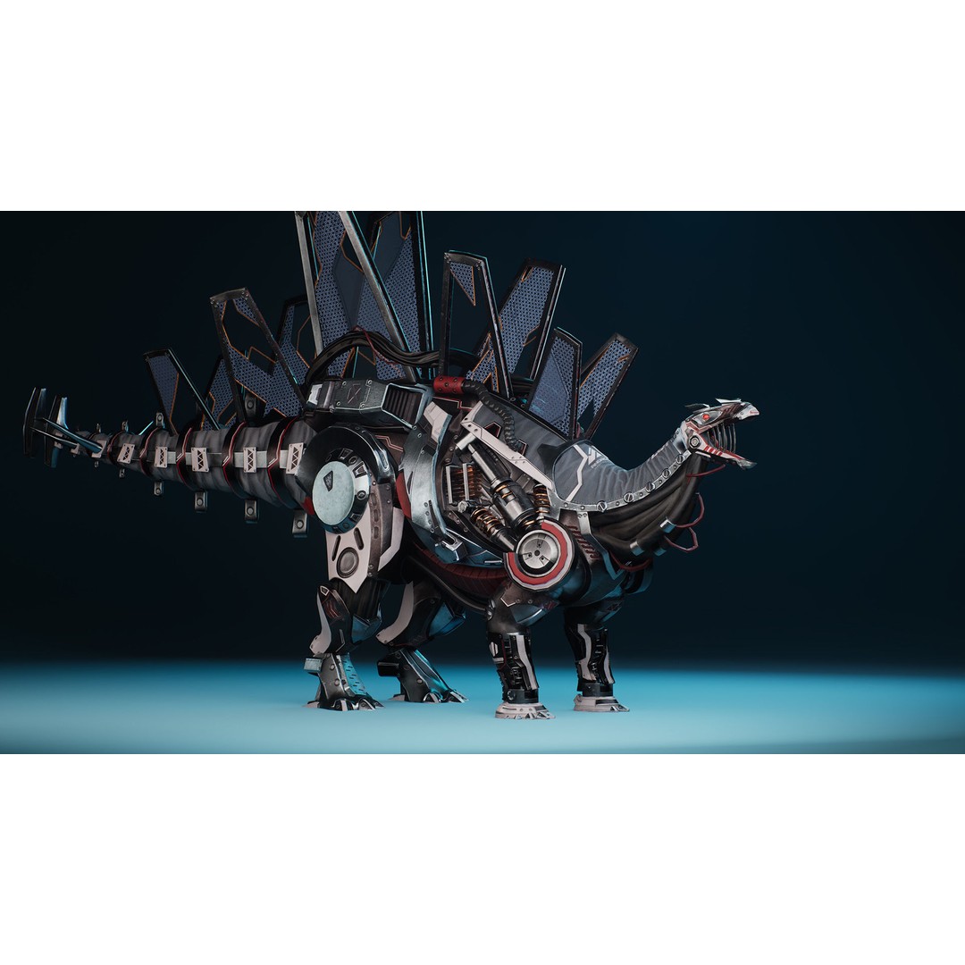 Sci-Fi Dinosaur 3D Model – Low Poly Character with Animations, FBX - View 10