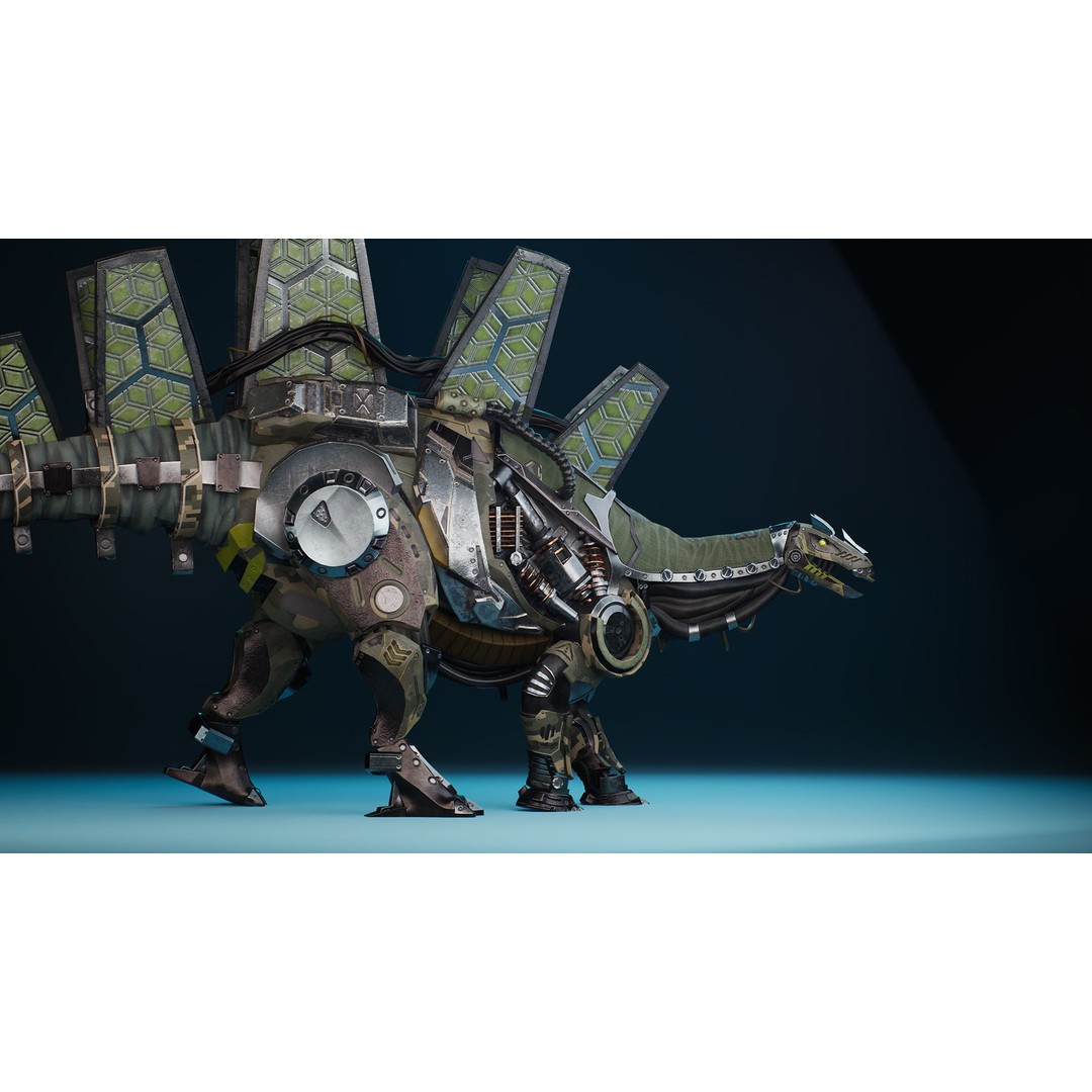Sci-Fi Dinosaur 3D Model – Low Poly Character with Animations, FBX - View 11