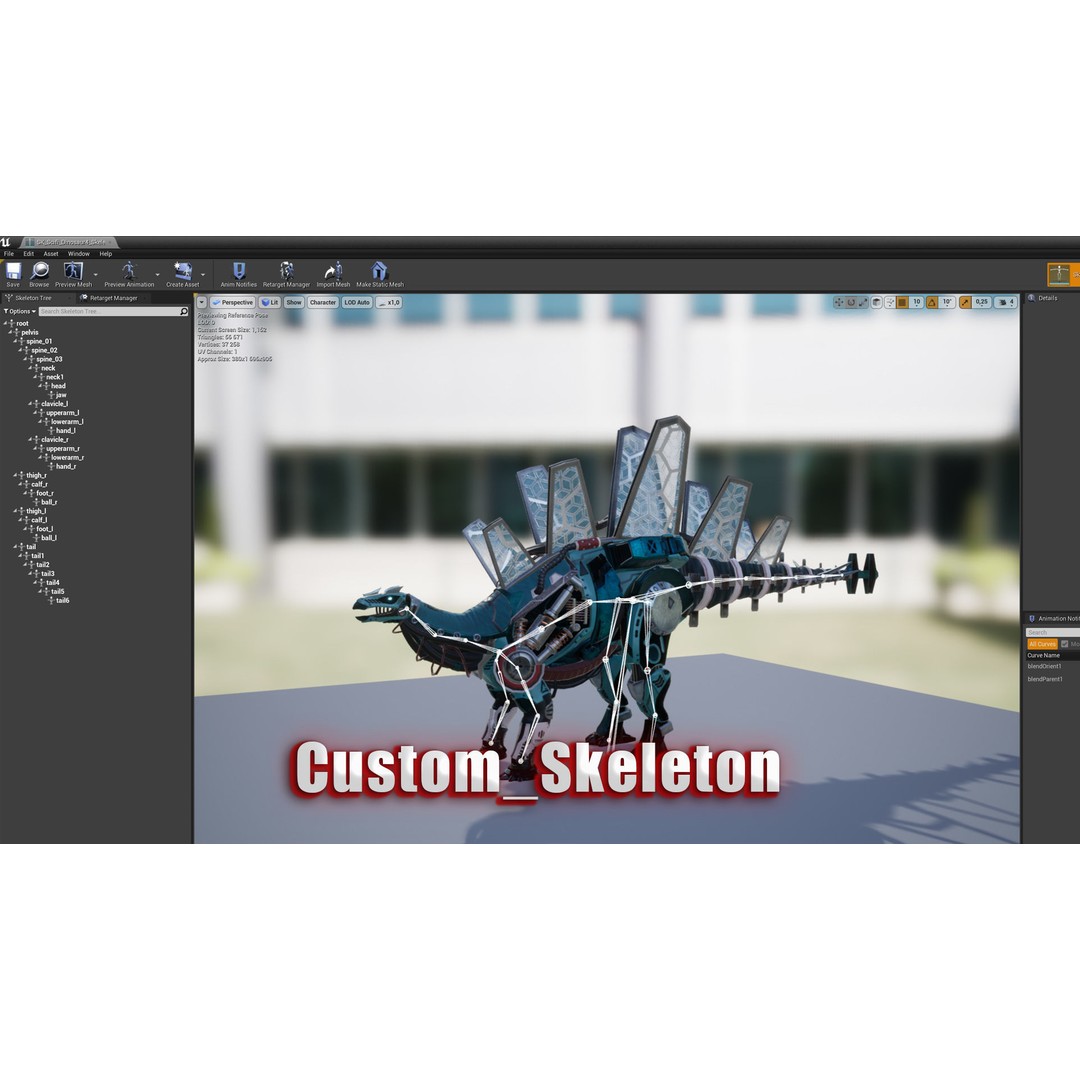 Sci-Fi Dinosaur 3D Model – Low Poly Character with Animations, FBX - View 12
