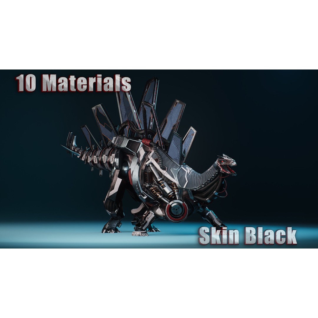 Sci-Fi Dinosaur 3D Model – Low Poly Character with Animations, FBX - View 14