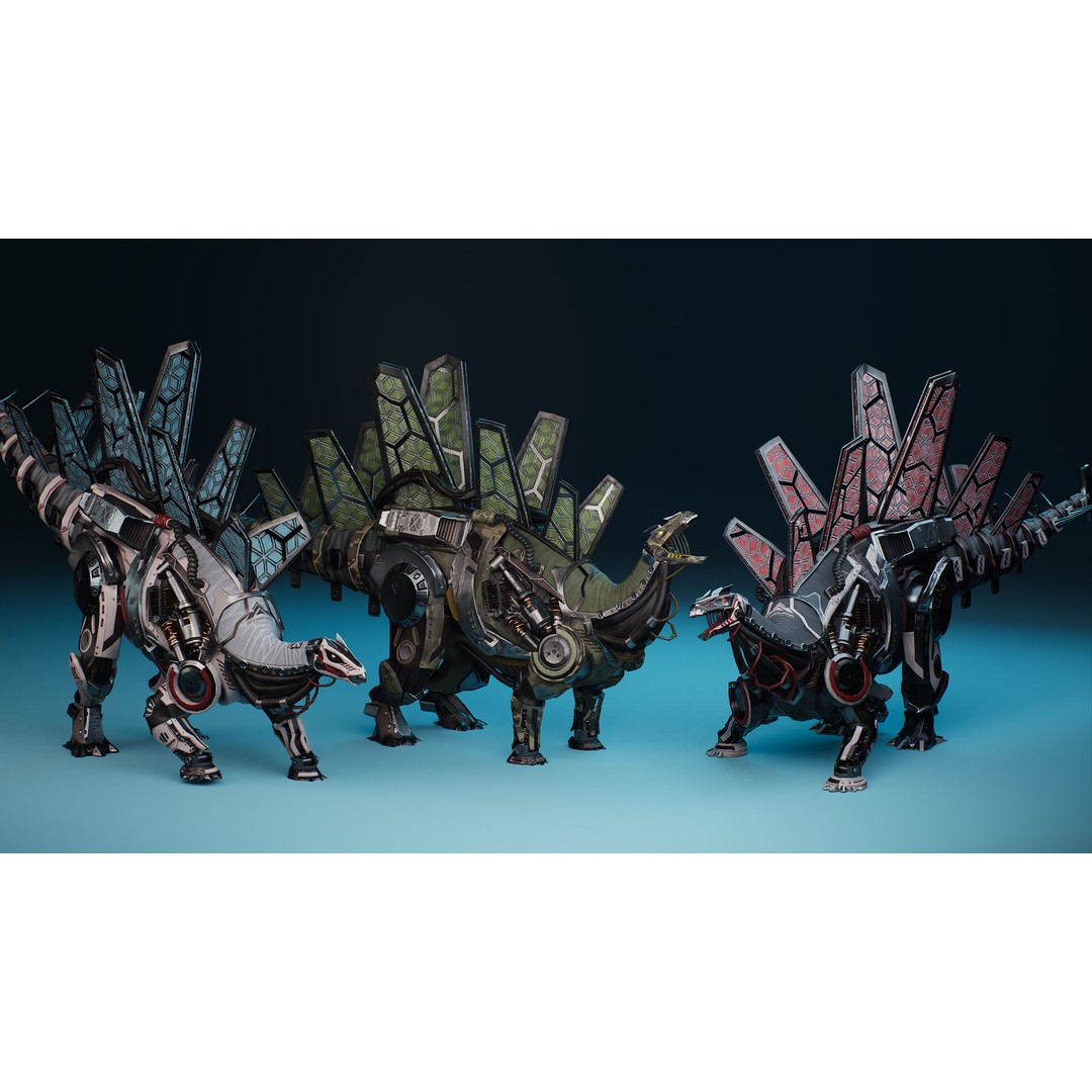 Sci-Fi Dinosaur 3D Model – Low Poly Character with Animations, FBX - View 4