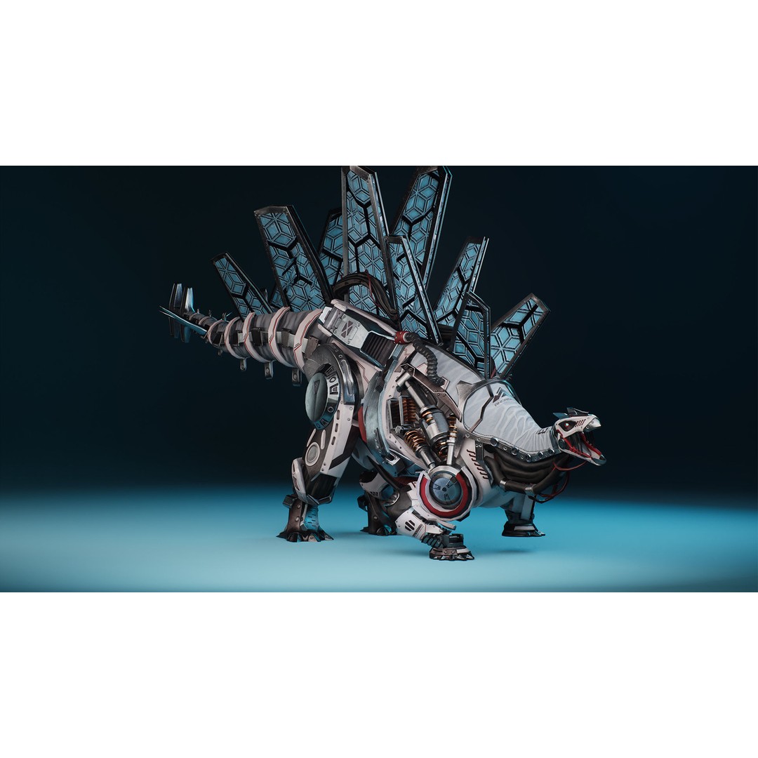 Sci-Fi Dinosaur 3D Model – Low Poly Character with Animations, FBX - View 6