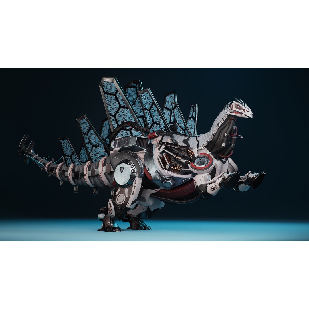 Sci-Fi Dinosaur 3D Model – Low Poly Character with Animations, FBX - View 7