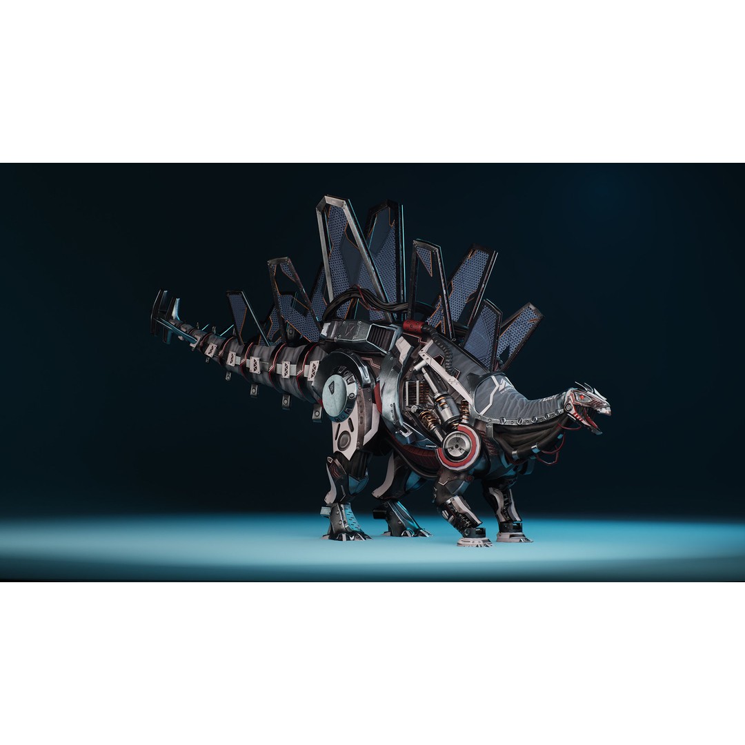 Sci-Fi Dinosaur 3D Model – Low Poly Character with Animations, FBX - View 8
