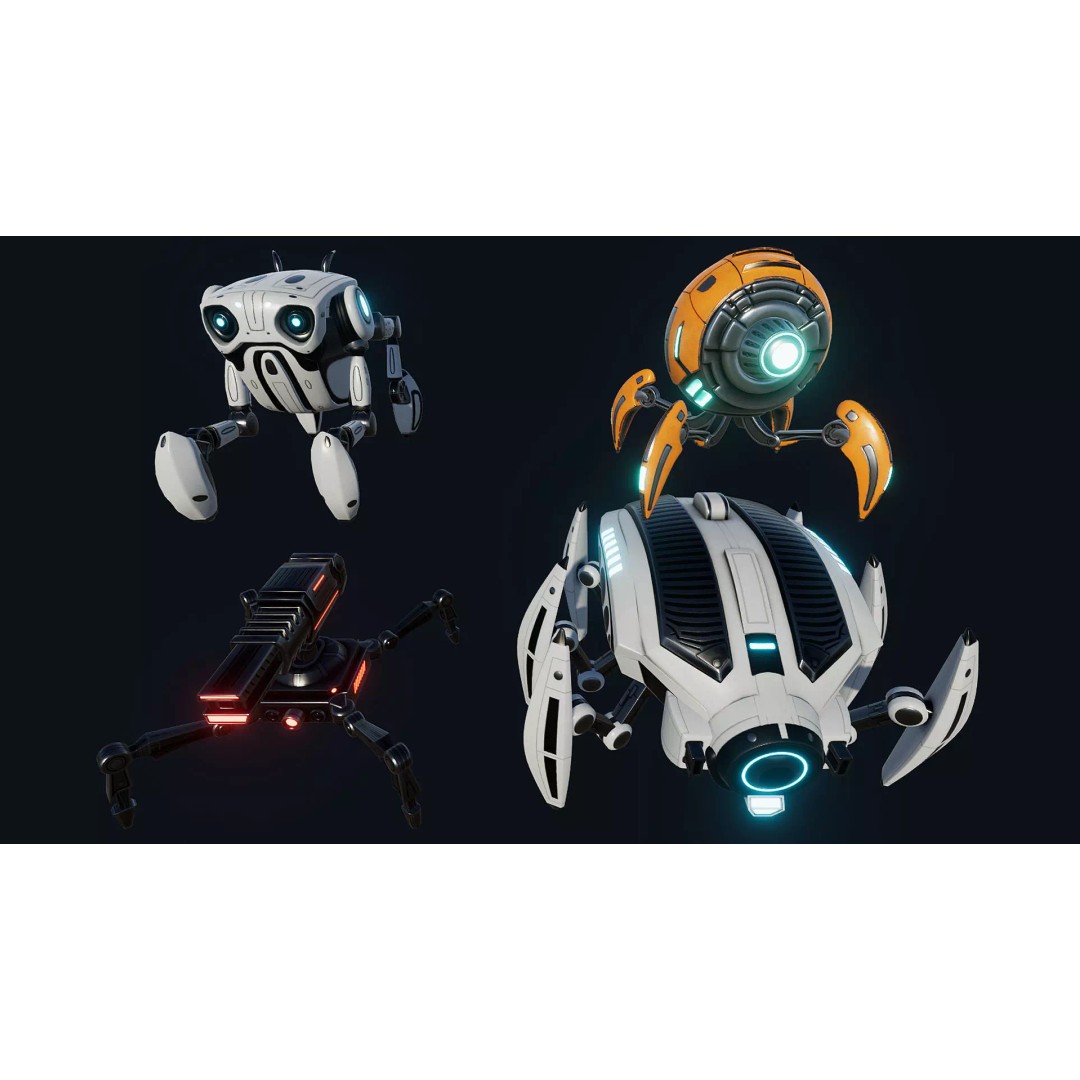 Spider Robot 3D Model – Low Poly Rigged Animated Asset, FBX - View 2