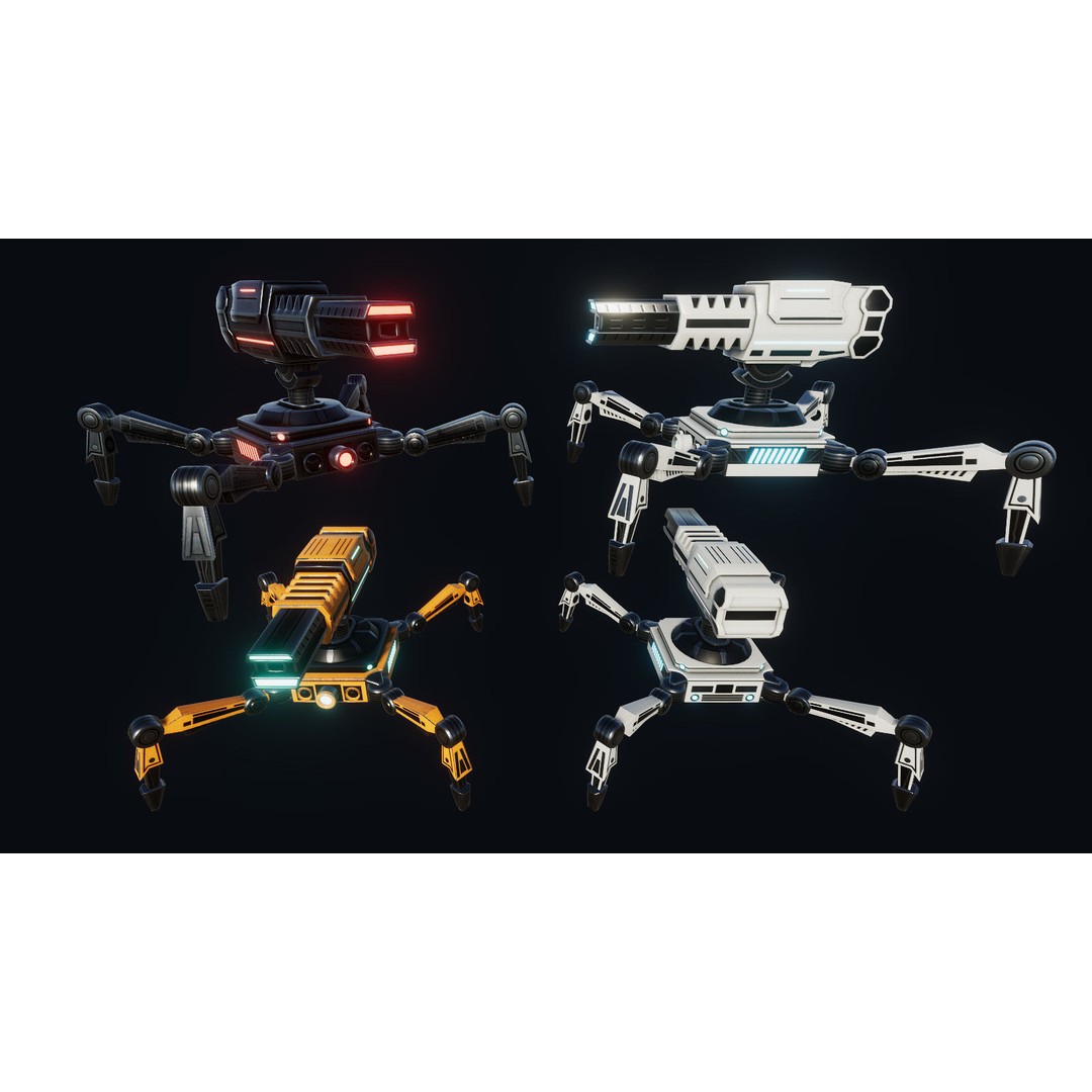 Spider Robot 3D Model – Low Poly Rigged Animated Asset, FBX - View 4
