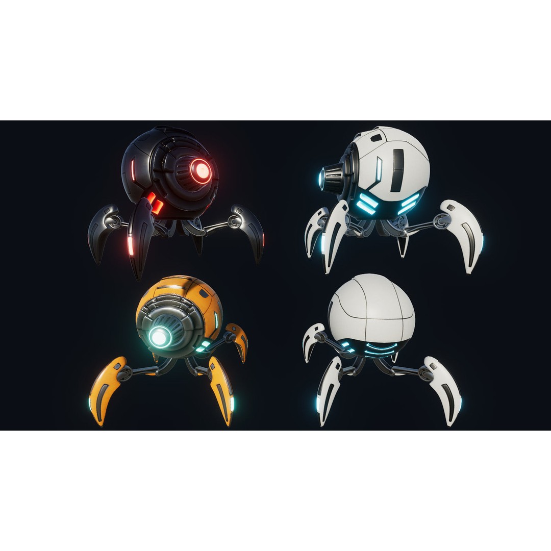 Spider Robot 3D Model – Low Poly Rigged Animated Asset, FBX - View 5