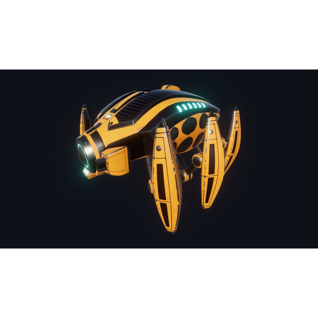 Spider Robot 3D Model – Low Poly Rigged Animated Asset, FBX - View 9