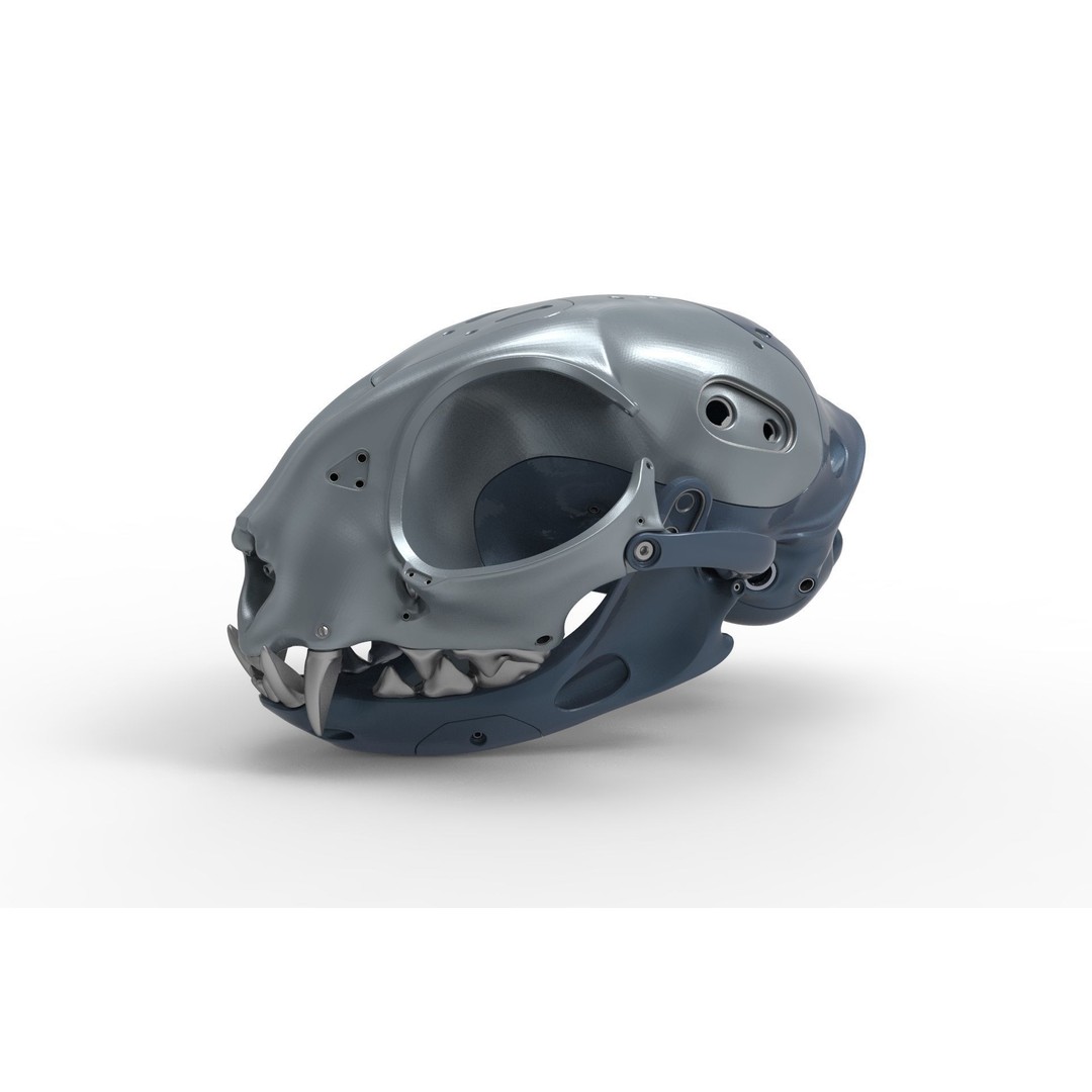 Cyborg Cat Skull 3D Model – High Poly Sci-Fi Character, FBX, OBJ - View 12