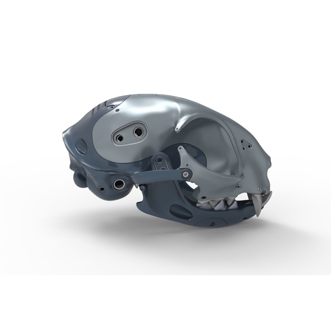 Cyborg Cat Skull 3D Model – High Poly Sci-Fi Character, FBX, OBJ - View 13