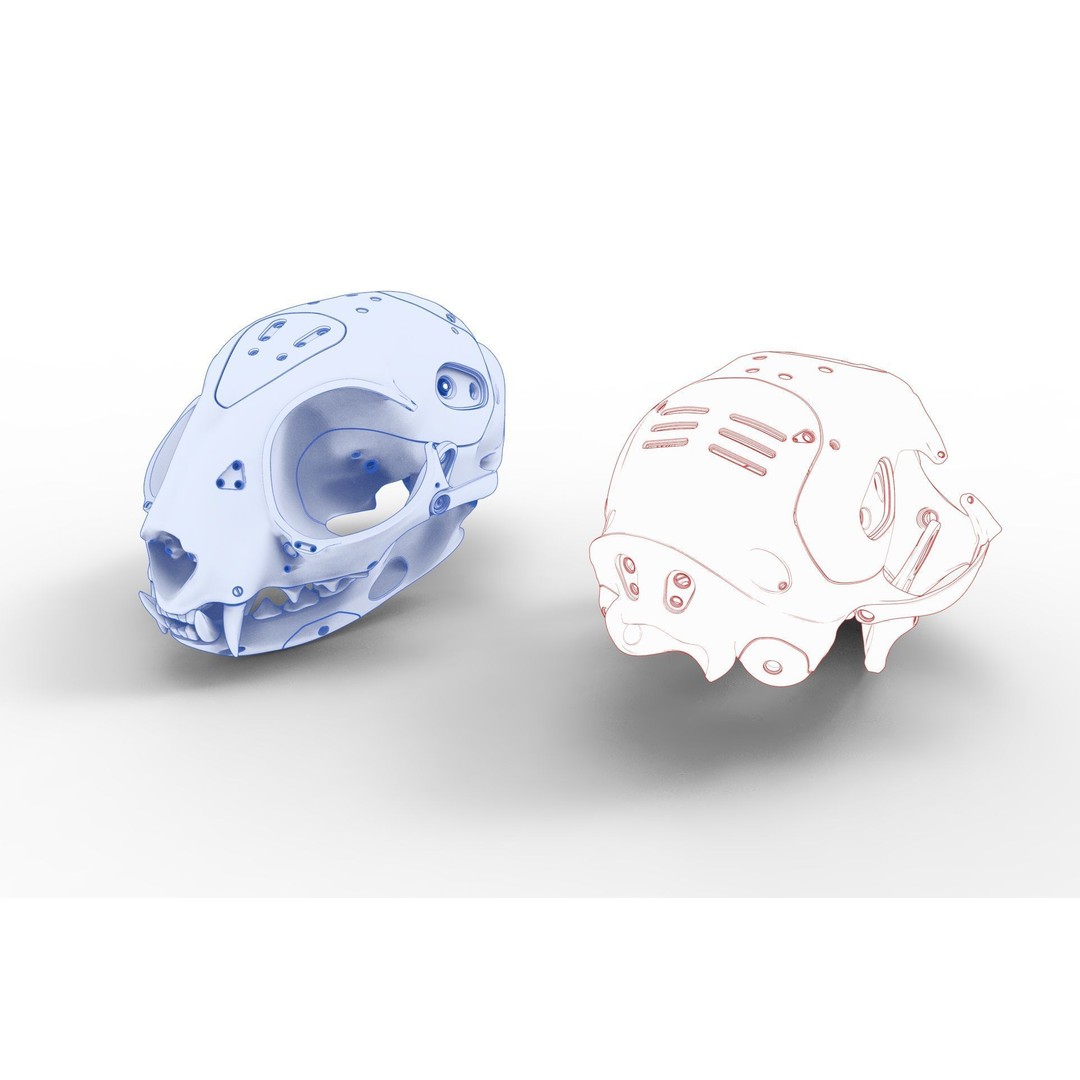 Cyborg Cat Skull 3D Model – High Poly Sci-Fi Character, FBX, OBJ - View 20