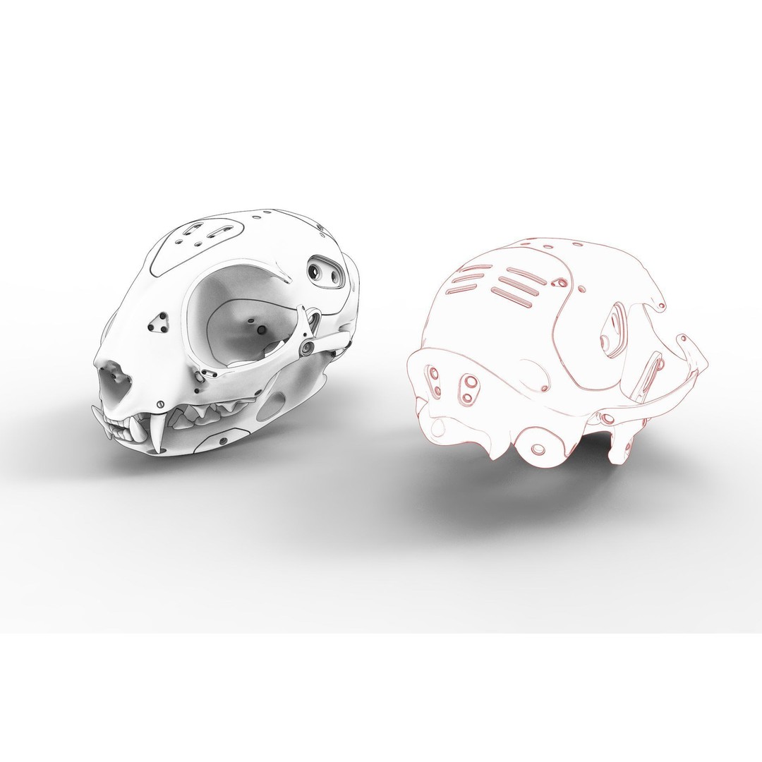 Cyborg Cat Skull 3D Model – High Poly Sci-Fi Character, FBX, OBJ - View 24