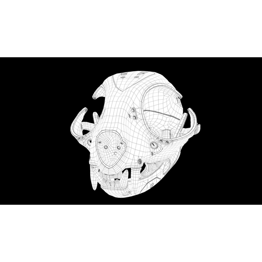 Cyborg Cat Skull 3D Model – High Poly Sci-Fi Character, FBX, OBJ - View 29