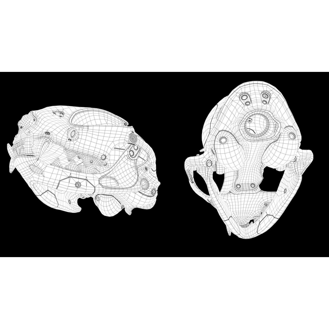 Cyborg Cat Skull 3D Model – High Poly Sci-Fi Character, FBX, OBJ - View 34