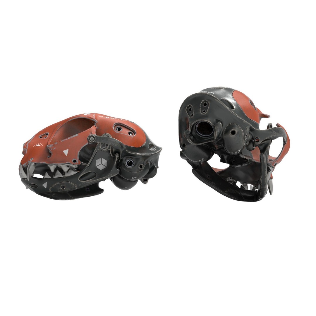 Cyborg Cat Skull 3D Model – High Poly Sci-Fi Character, FBX, OBJ - View 9