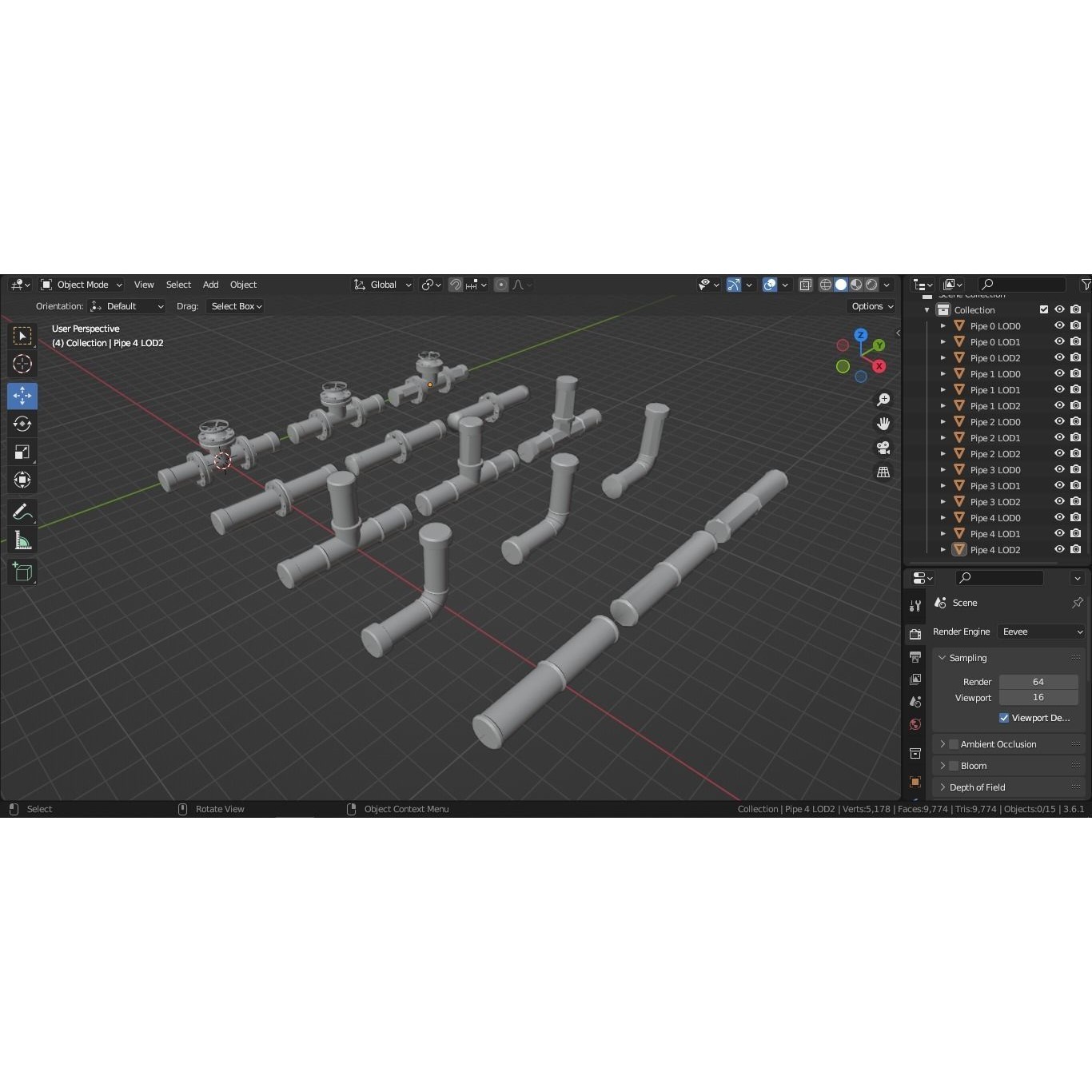 Modular Low-Poly Pipes Pack - Low-Poly Game-Ready 3D Model