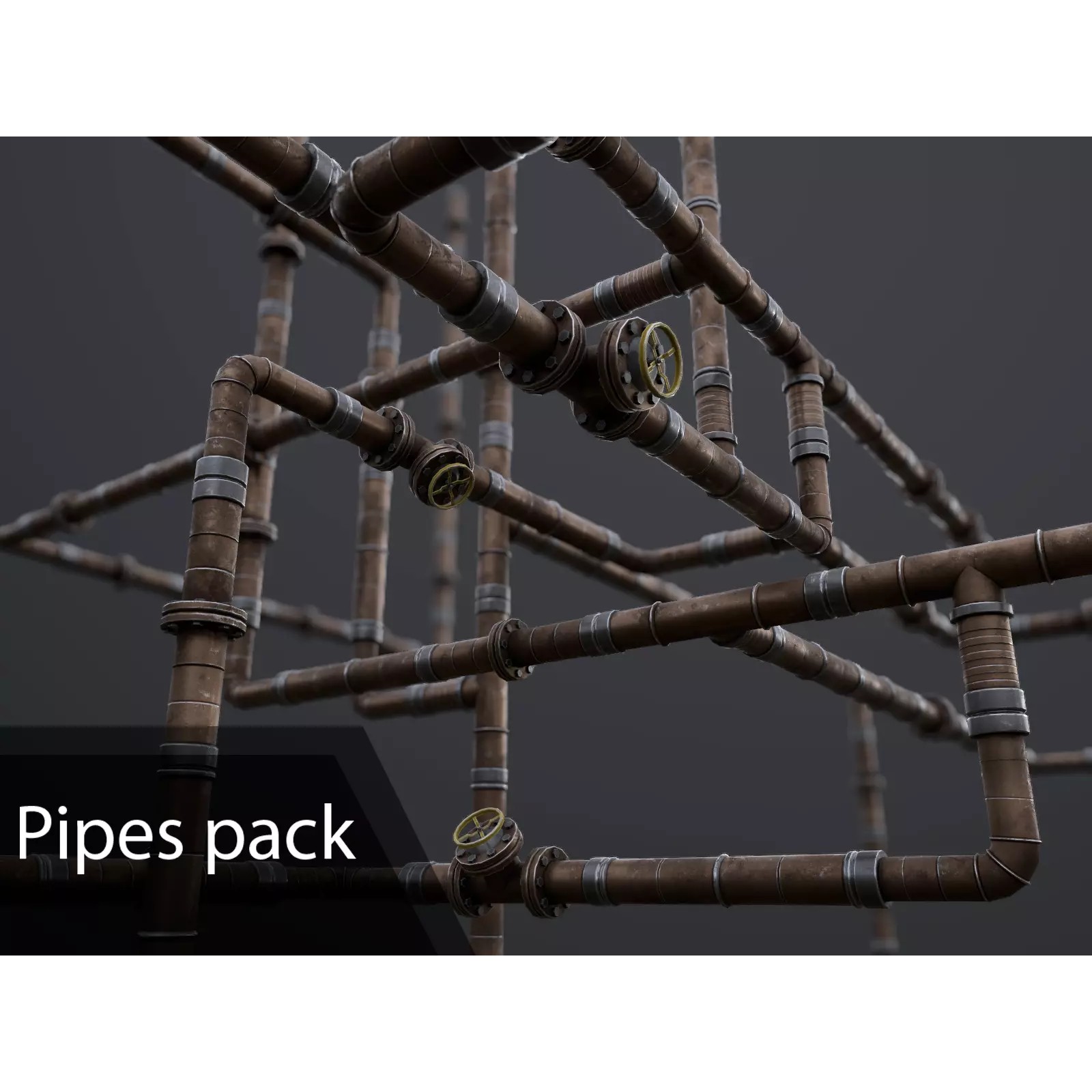 Modular Low-Poly Pipes Pack - Low-Poly Game-Ready 3D Model - View 2