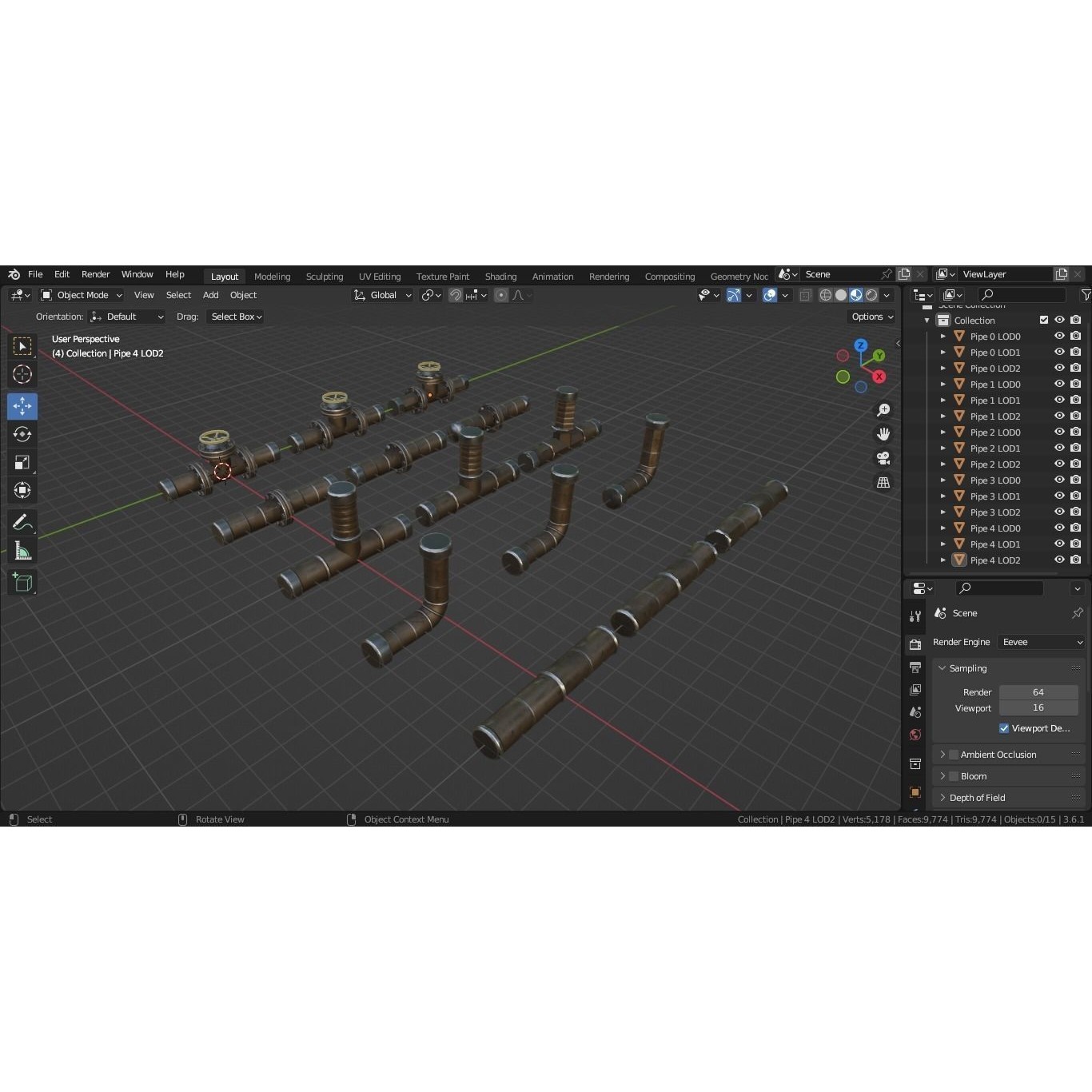 Modular Low-Poly Pipes Pack - Low-Poly Game-Ready 3D Model - View 20