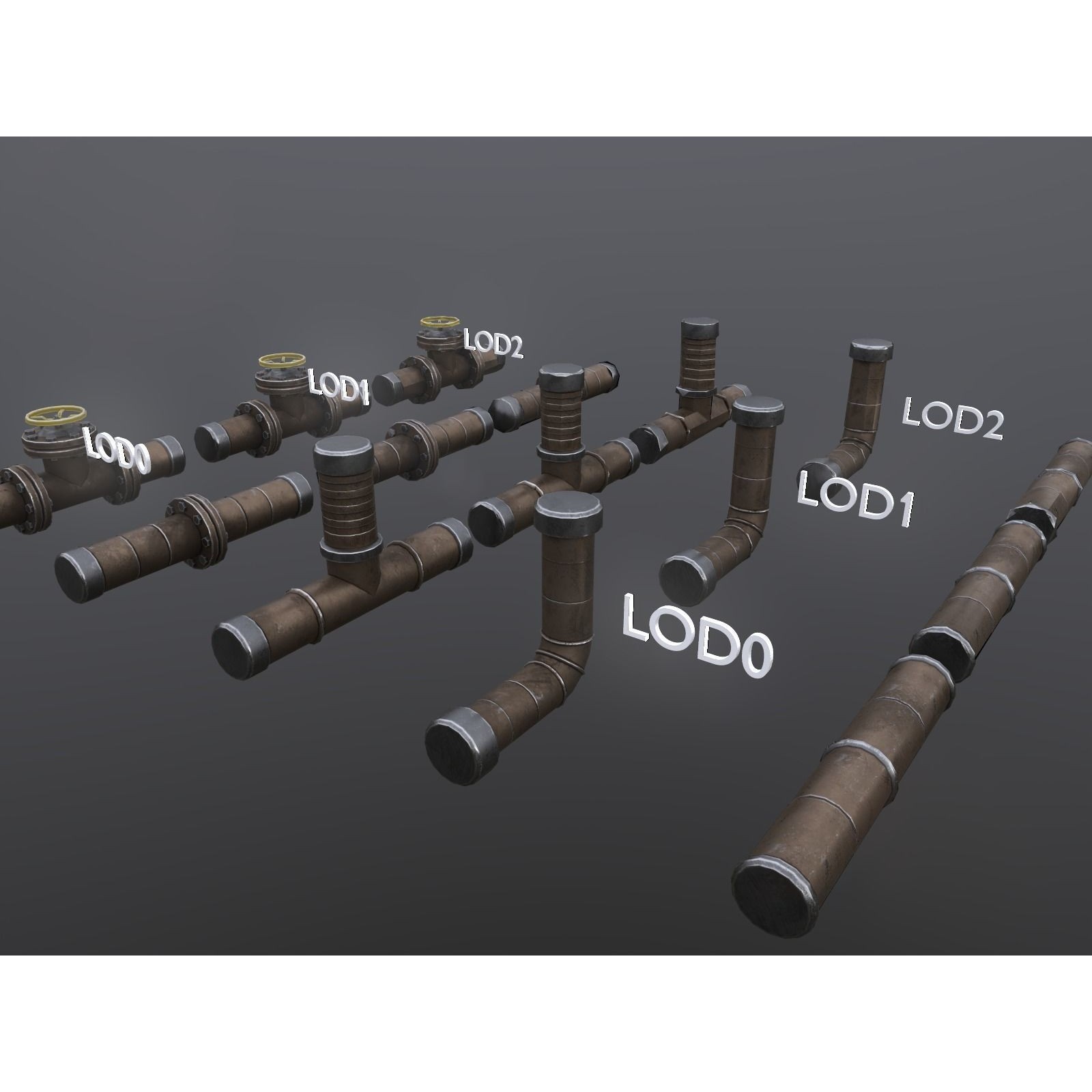 Modular Low-Poly Pipes Pack - Low-Poly Game-Ready 3D Model - View 3