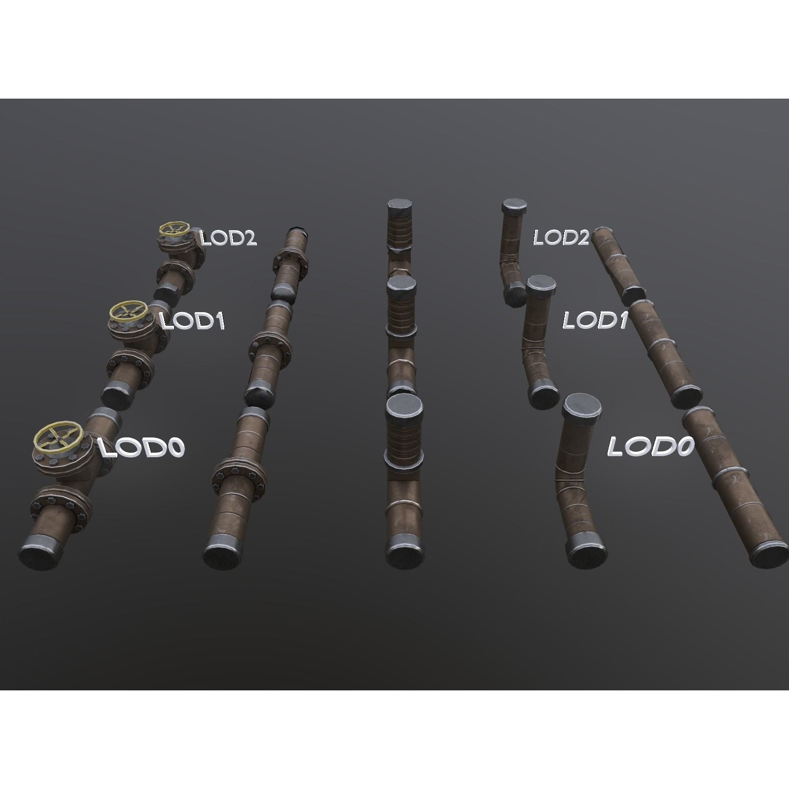 Modular Low-Poly Pipes Pack - Low-Poly Game-Ready 3D Model - View 7