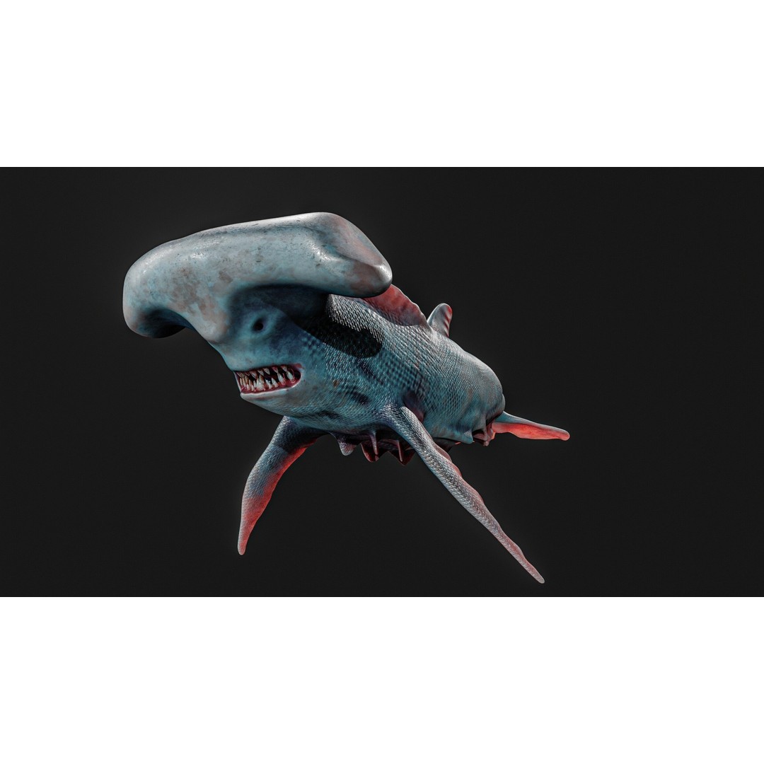 Monster Fish 3D Model – Low Poly Game Asset, PBR Textures, FBX - View 14