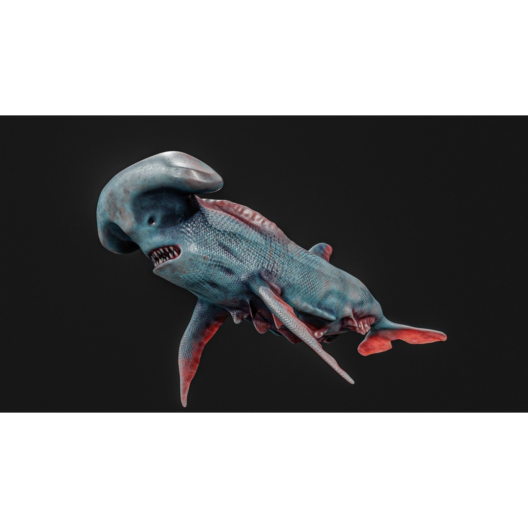 Monster Fish 3D Model – Low Poly Game Asset, PBR Textures, FBX - View 3