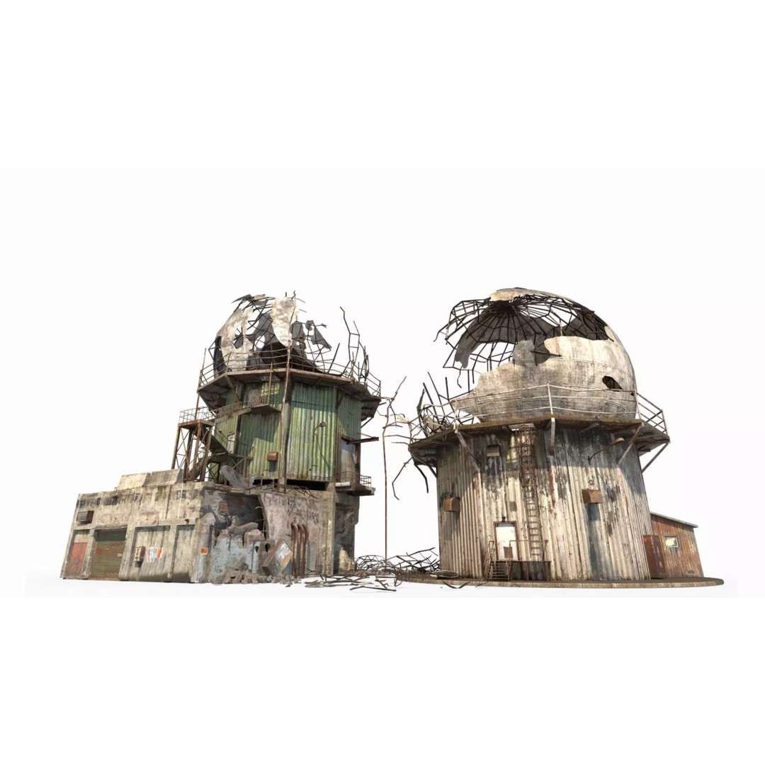 Damaged Radar 3D Model – Realistic PBR Asset, FBX, OBJ - View 3