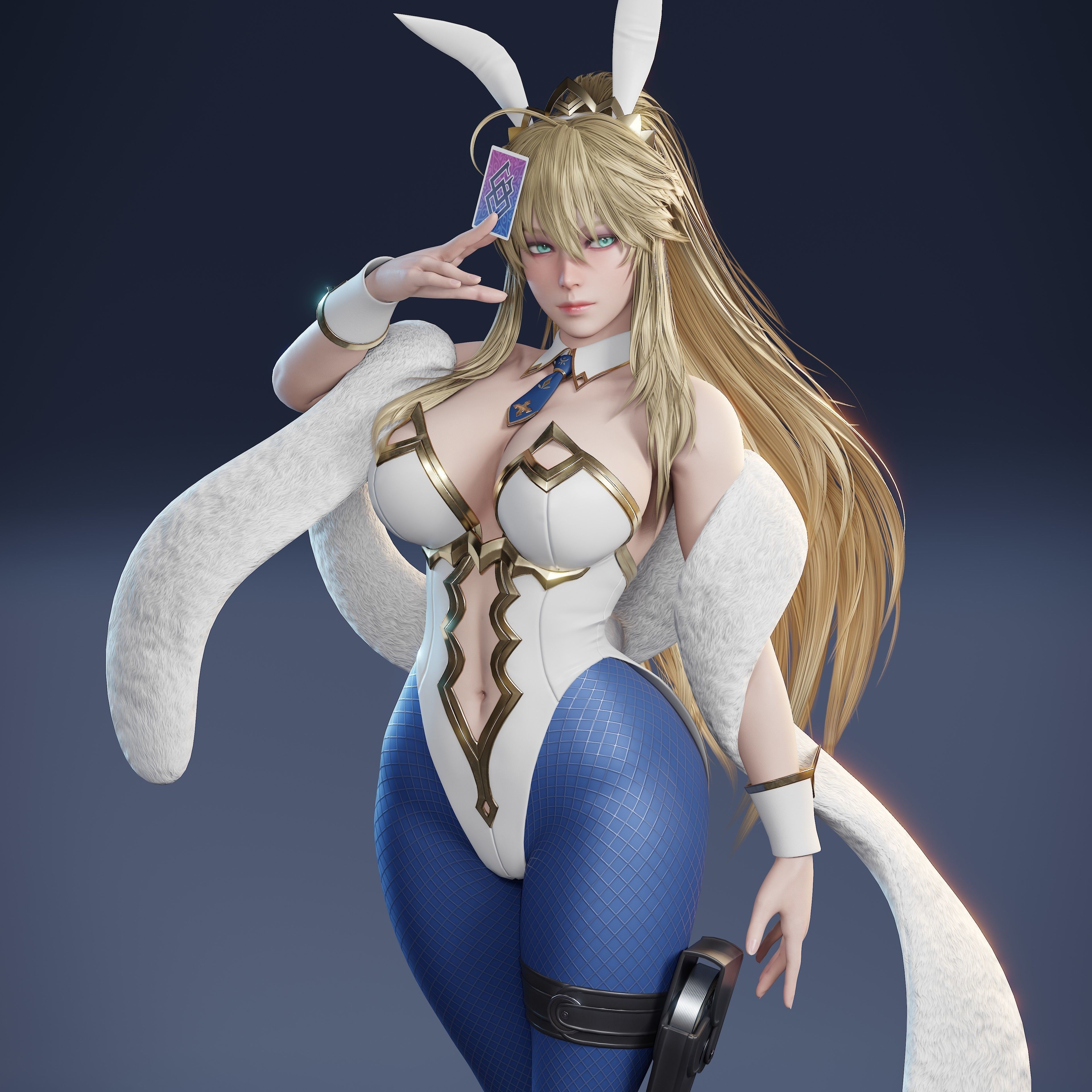 Artoria Pendragon (Lancer) - Low-Poly Game-Ready 3D Model - View 12