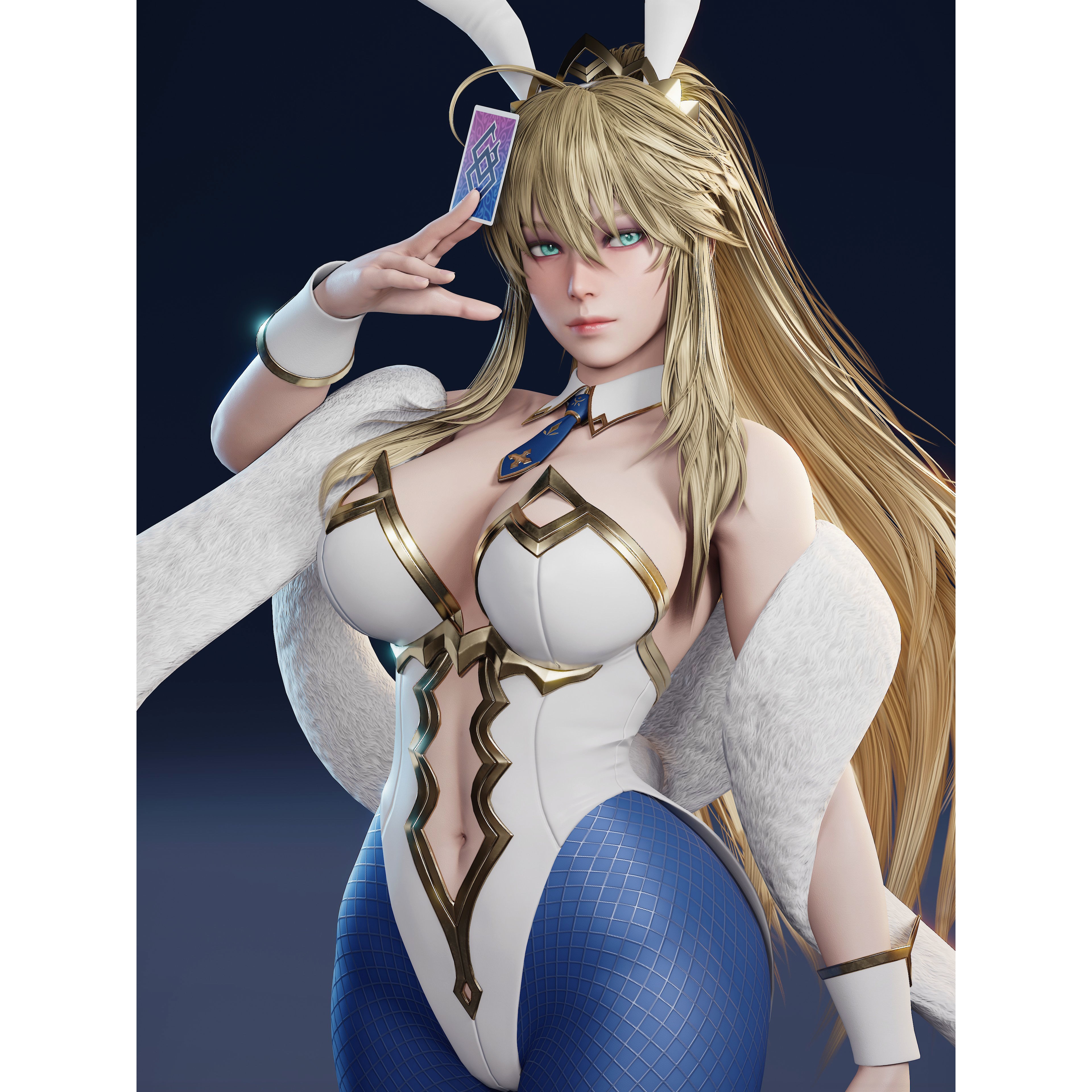 Artoria Pendragon (Lancer) - Low-Poly Game-Ready 3D Model - View 13