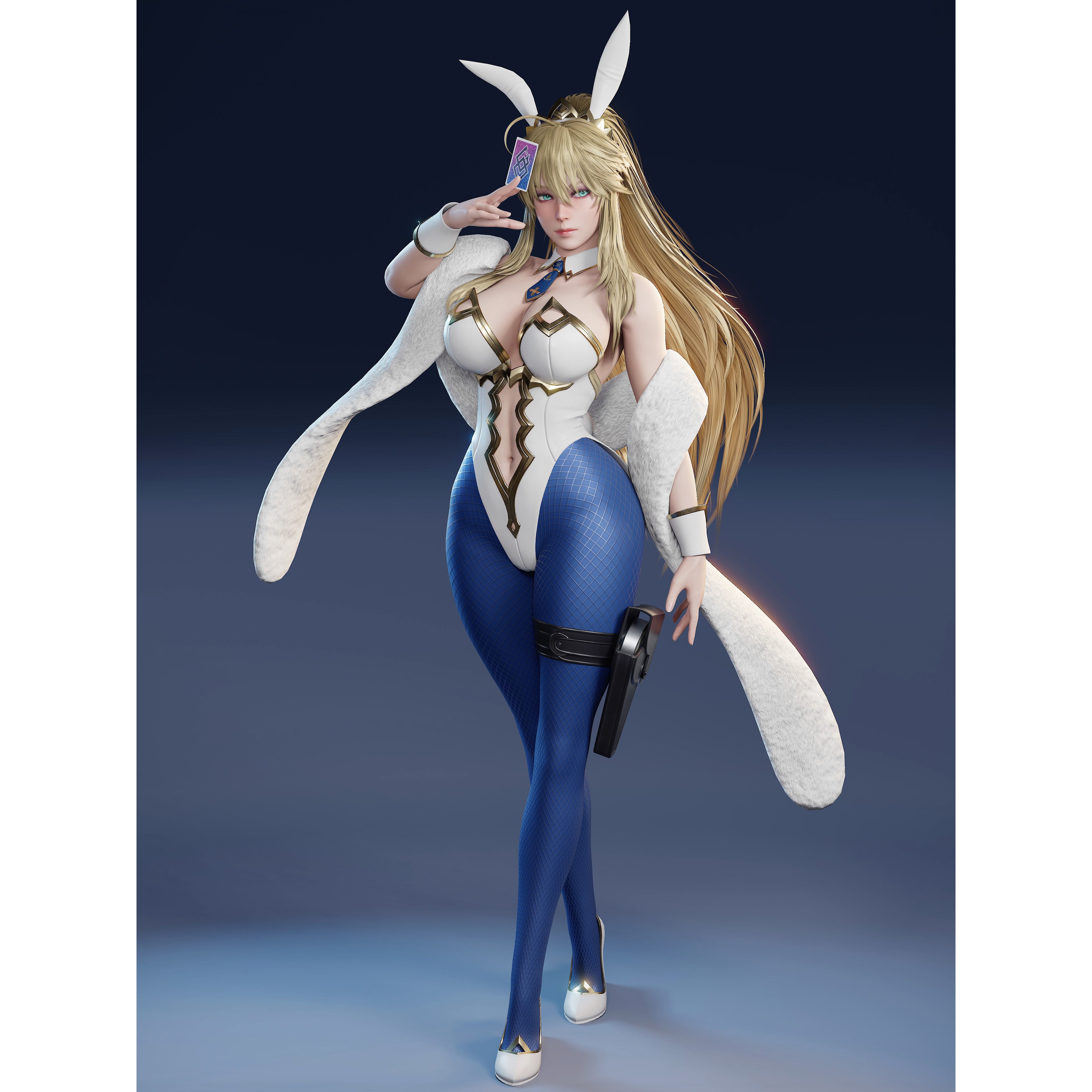 Artoria Pendragon (Lancer) - Low-Poly Game-Ready 3D Model - View 14
