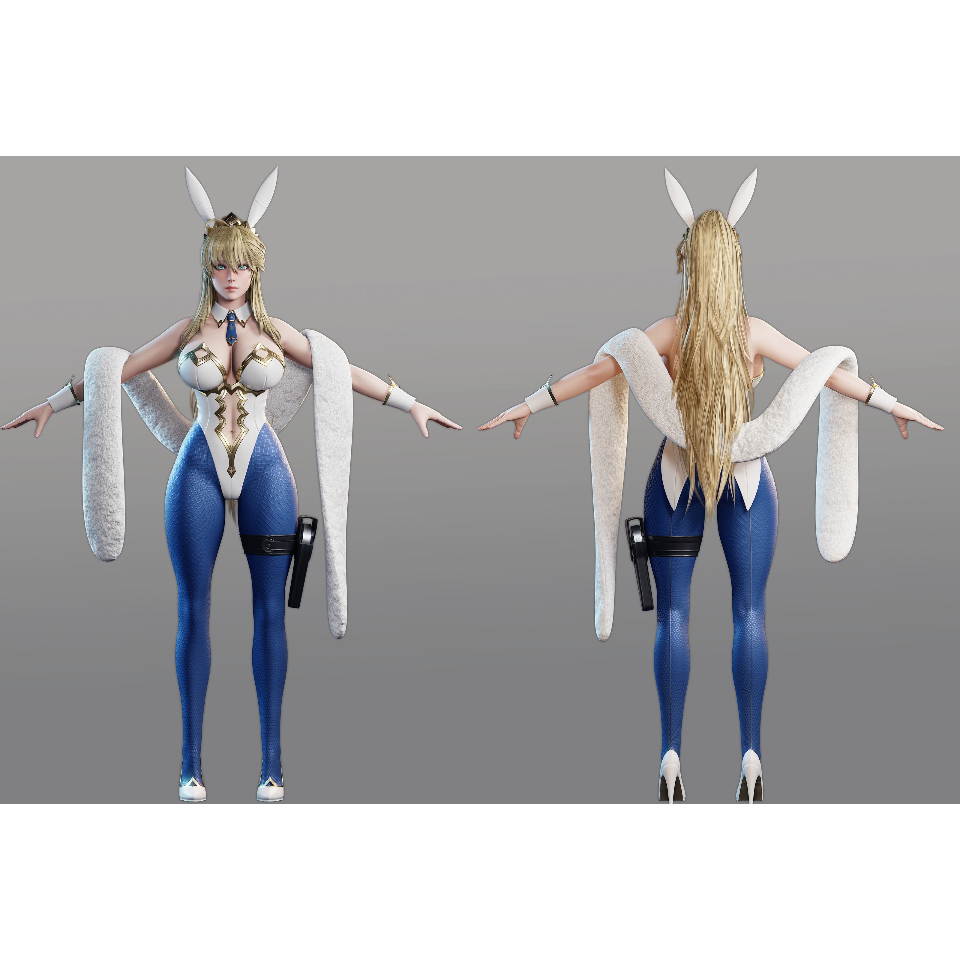 Artoria Pendragon (Lancer) - Low-Poly Game-Ready 3D Model - View 15