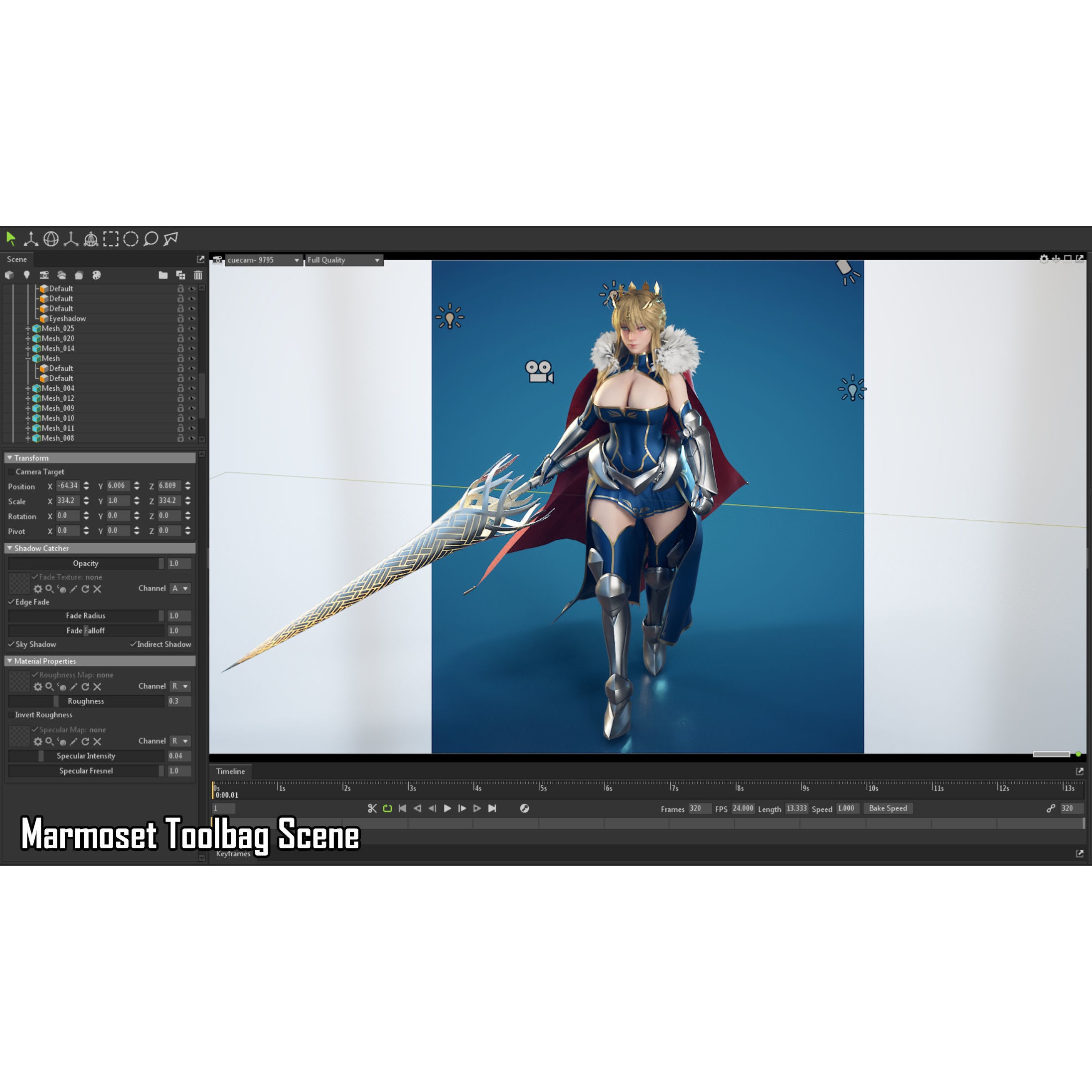 Artoria Pendragon (Lancer) - Low-Poly Game-Ready 3D Model - View 25