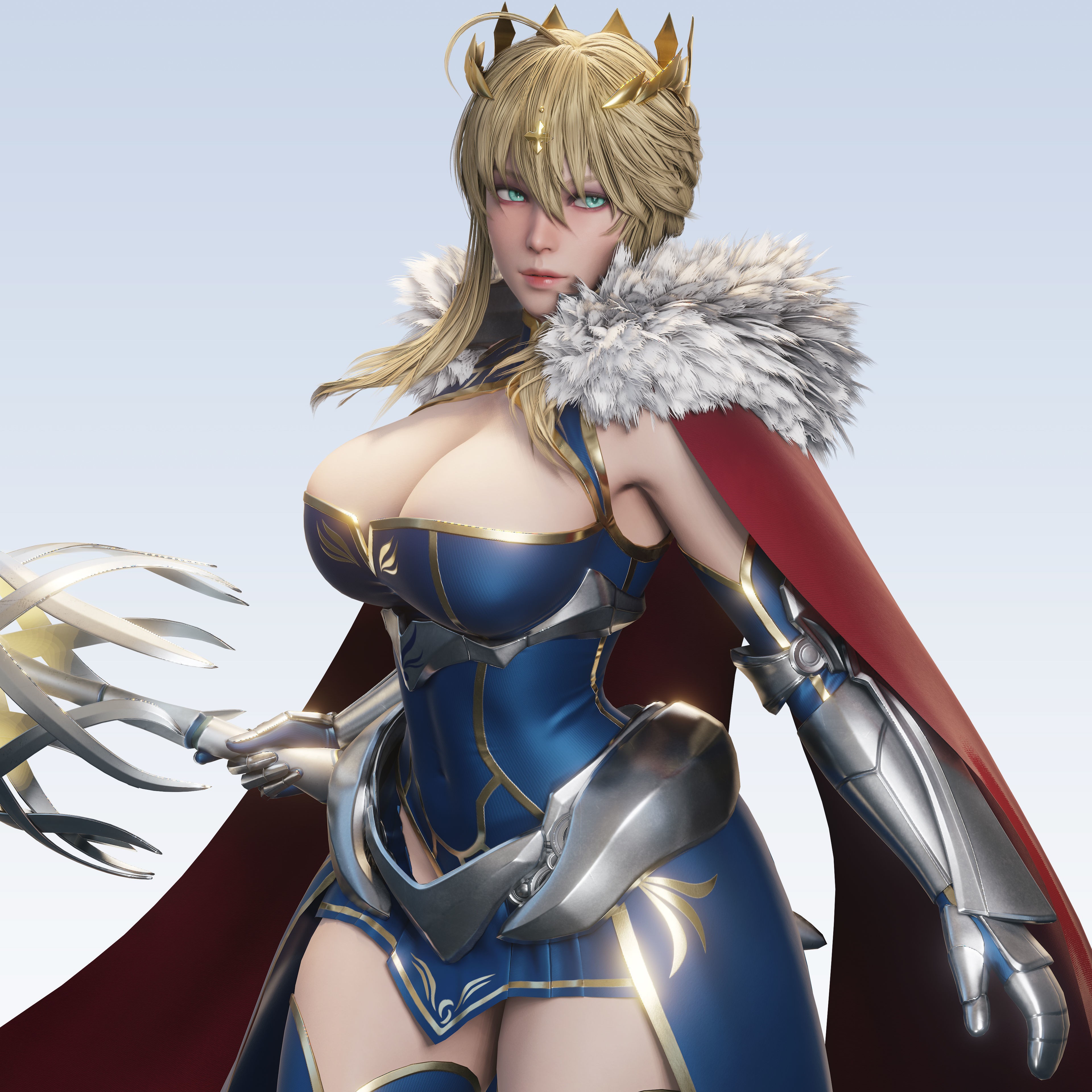 Artoria Pendragon (Lancer) - Low-Poly Game-Ready 3D Model - View 5