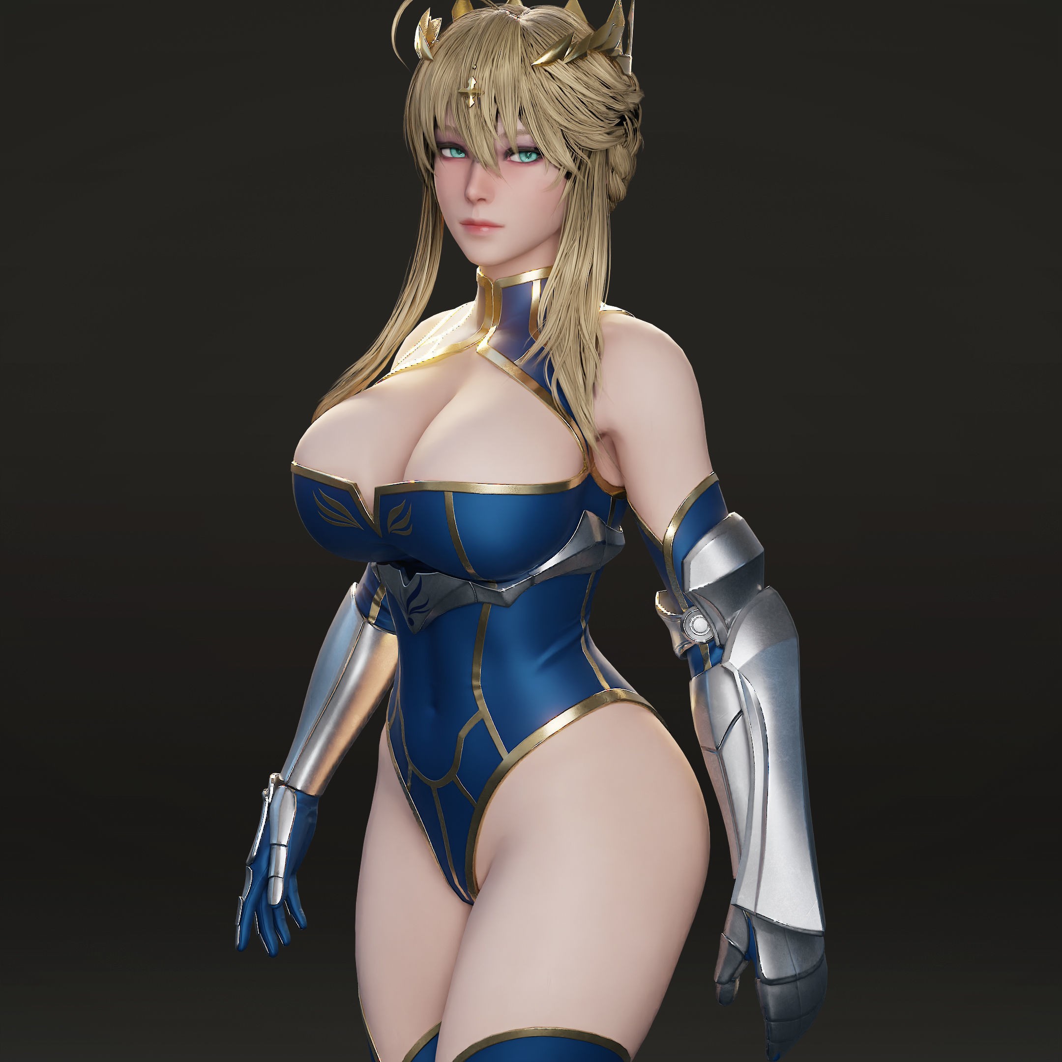 Artoria Pendragon (Lancer) - Low-Poly Game-Ready 3D Model - View 7