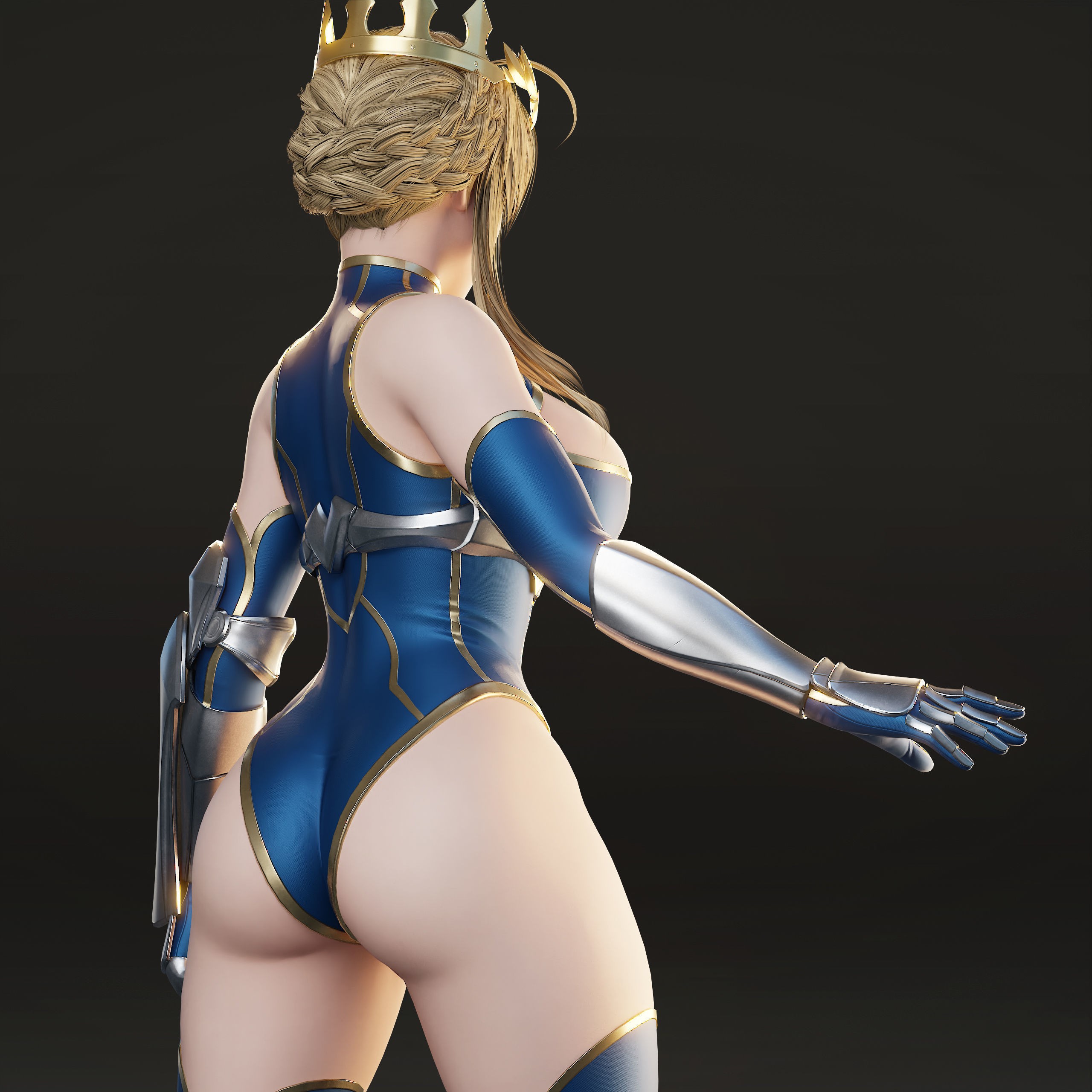Artoria Pendragon (Lancer) - Low-Poly Game-Ready 3D Model - View 8